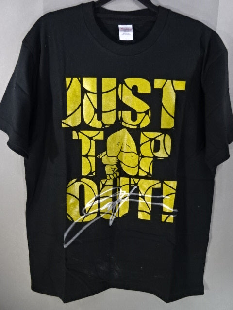 TAKAみちのく 直筆サイン入り】JUST TAP OUT ロゴ Tシャツ①(ブラック