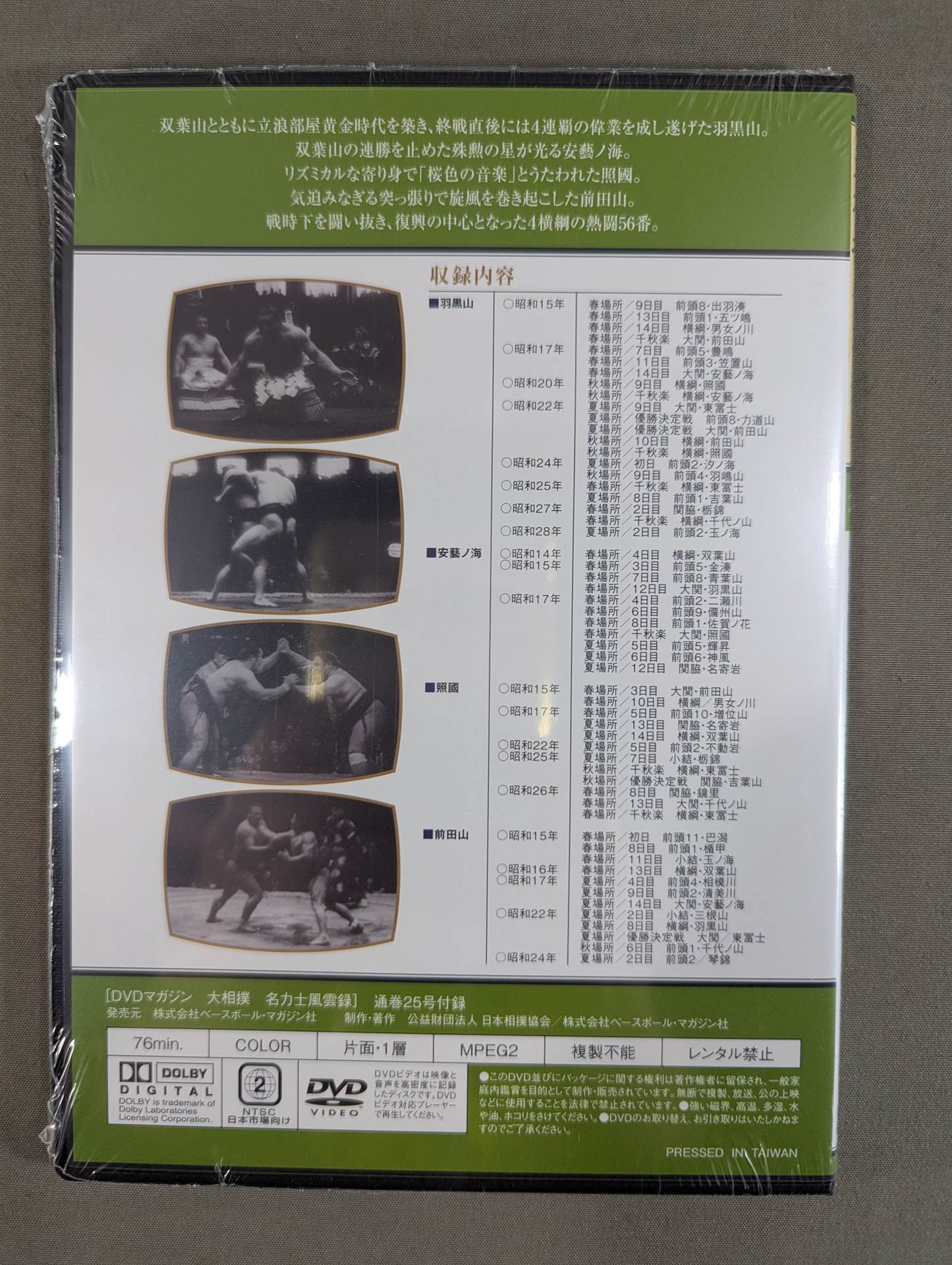 大相撲名力士風雲録 第25号 ★羽黒山 安藝ノ海 照國 前田山★