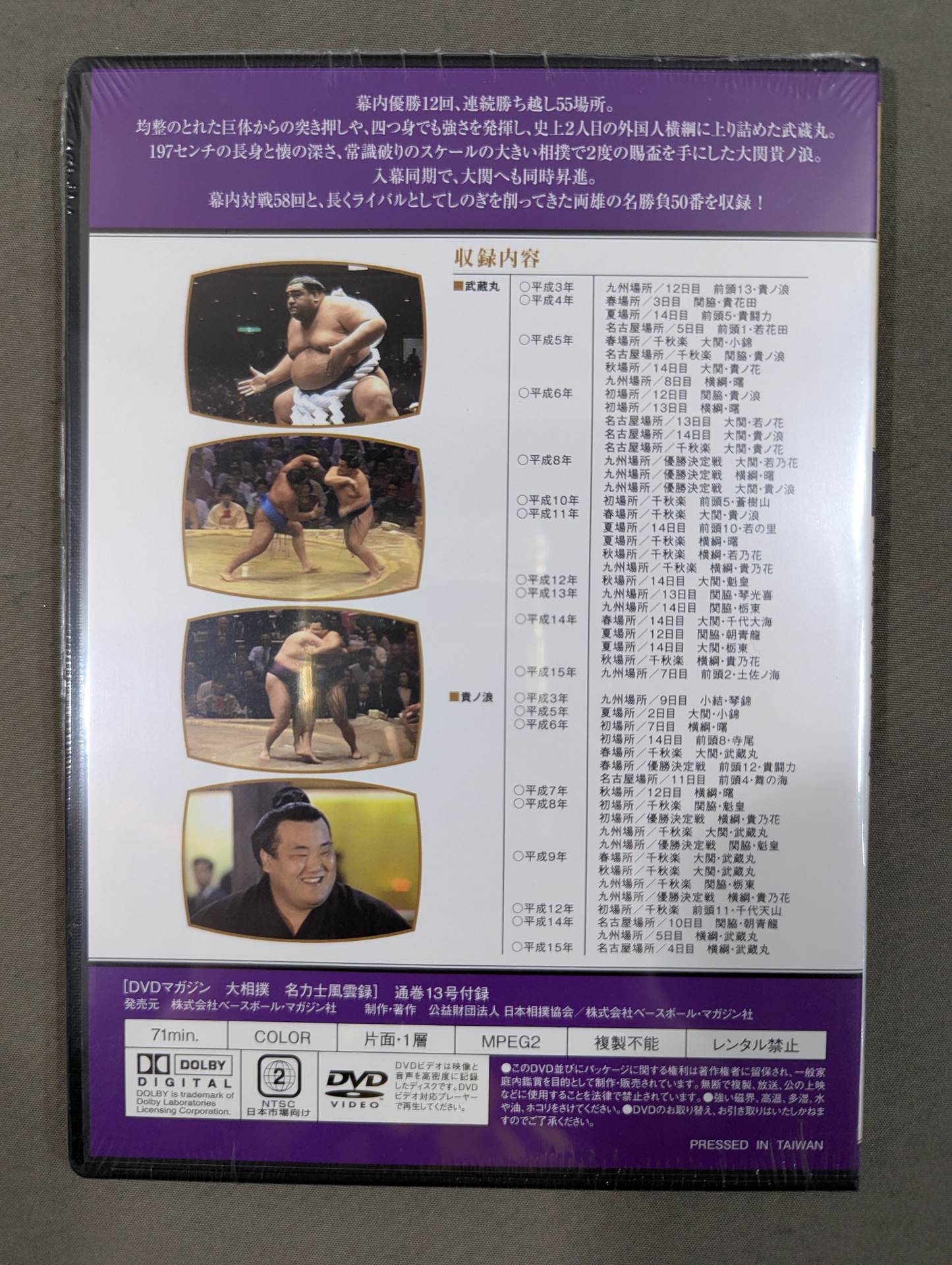 大相撲名力士風雲録 第13号 ★武蔵丸 貴ノ浪★