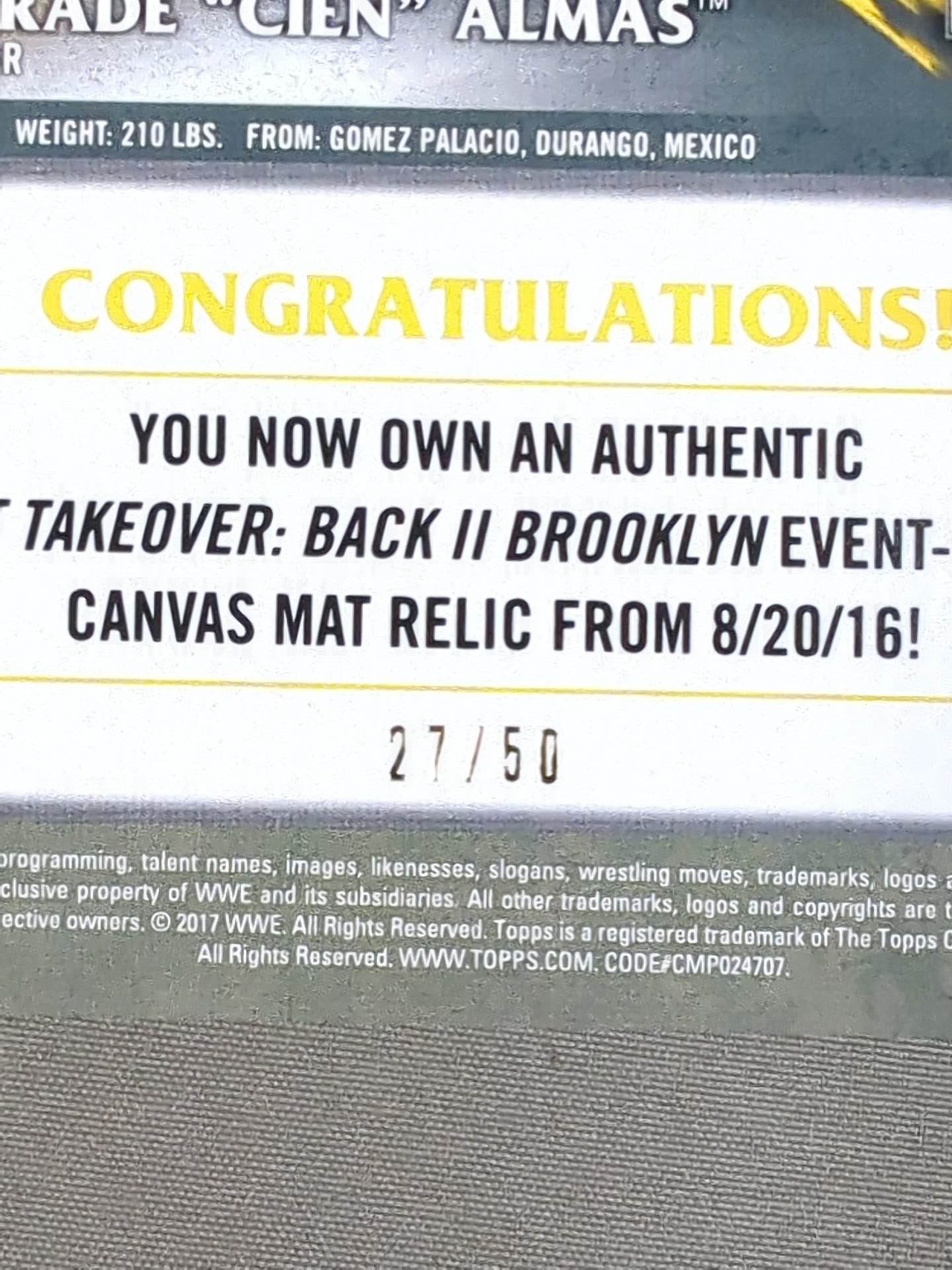 2017 TOPPS NXT アンドラーデ 公式リングマットカード