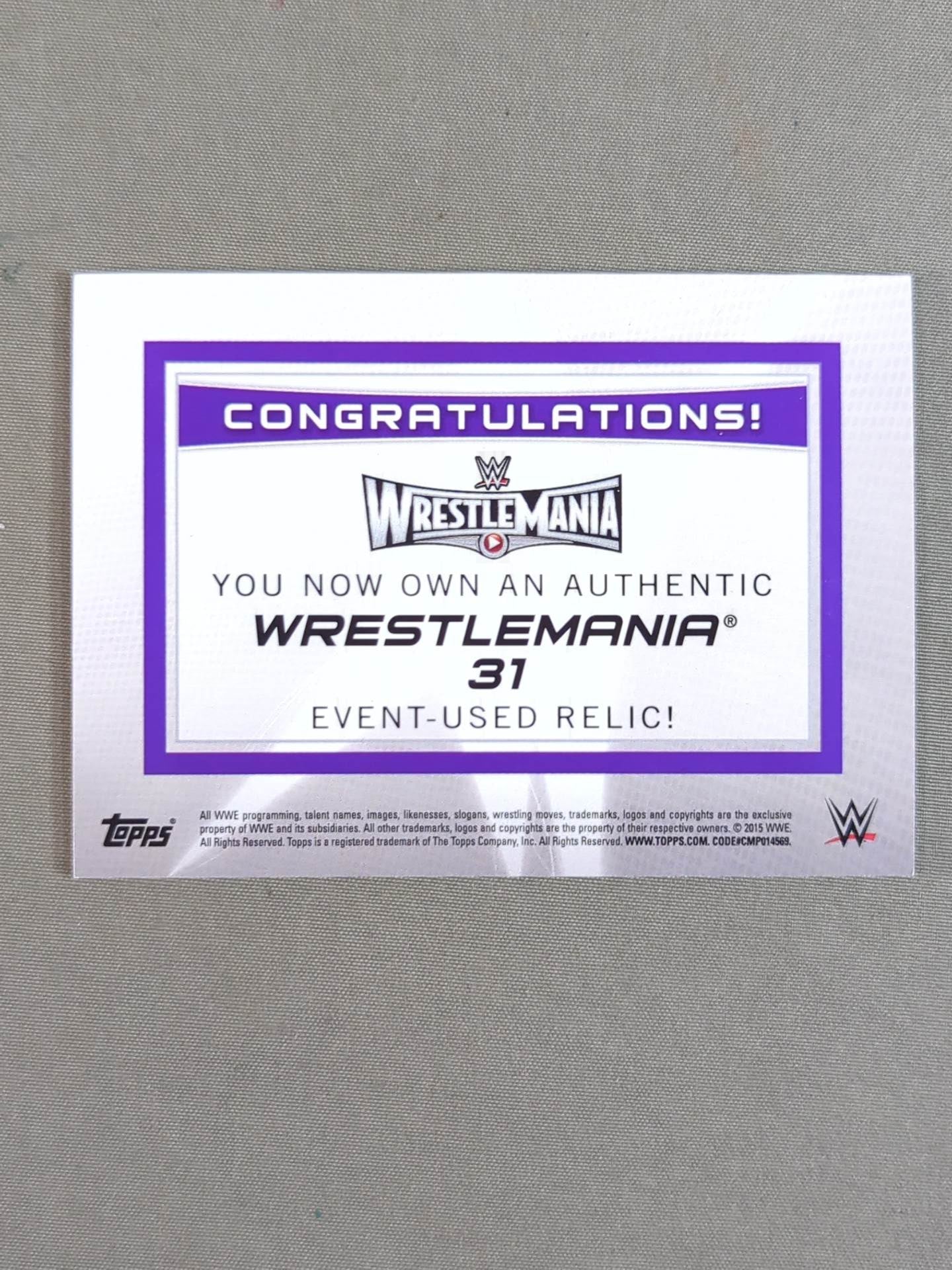 2015 TOPPS WWE ローマン・レインズ 公式リングマットカード
