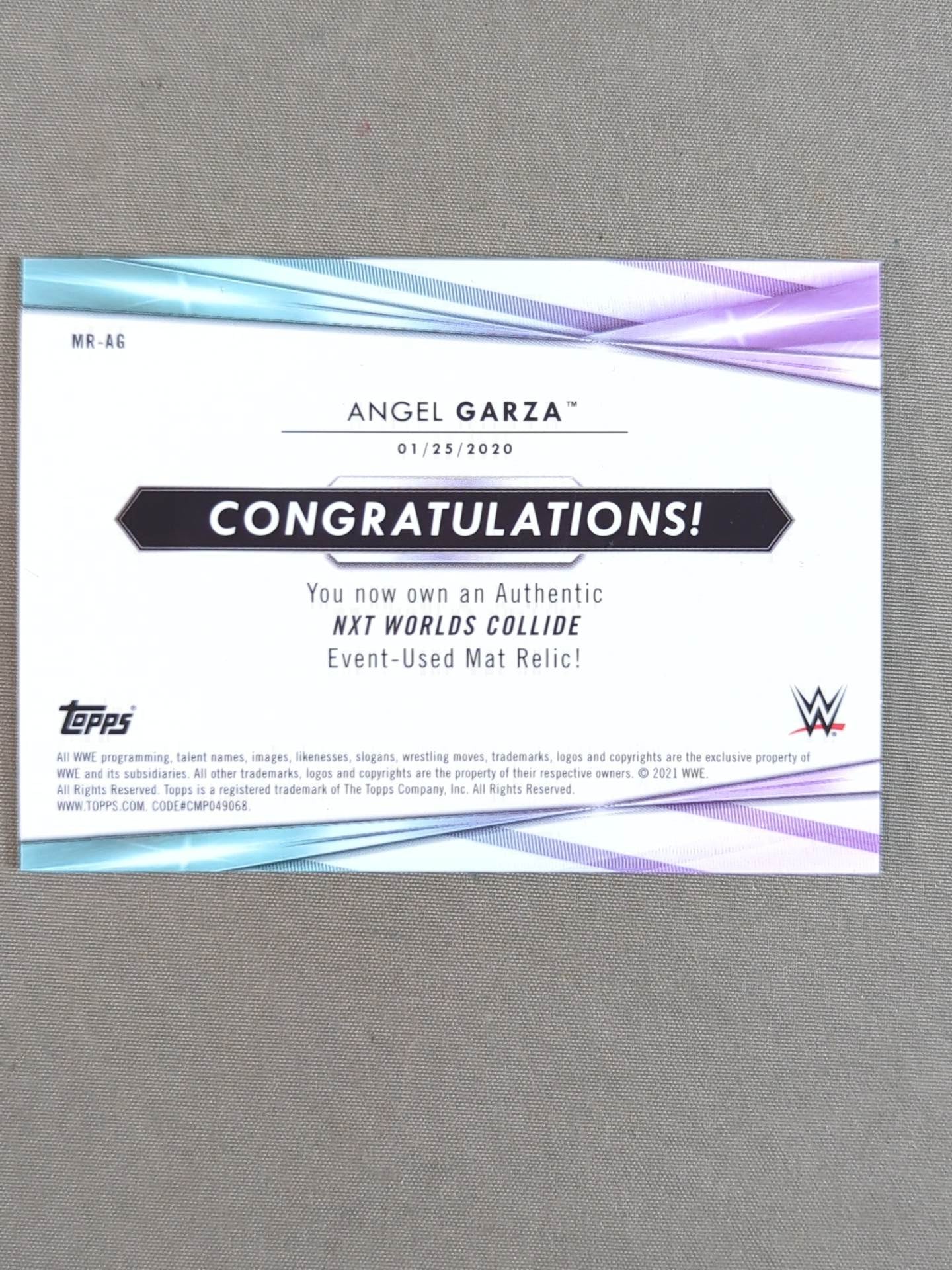 2021 TOPPS WWE エンジェル・ガルザ 公式リングマットカード