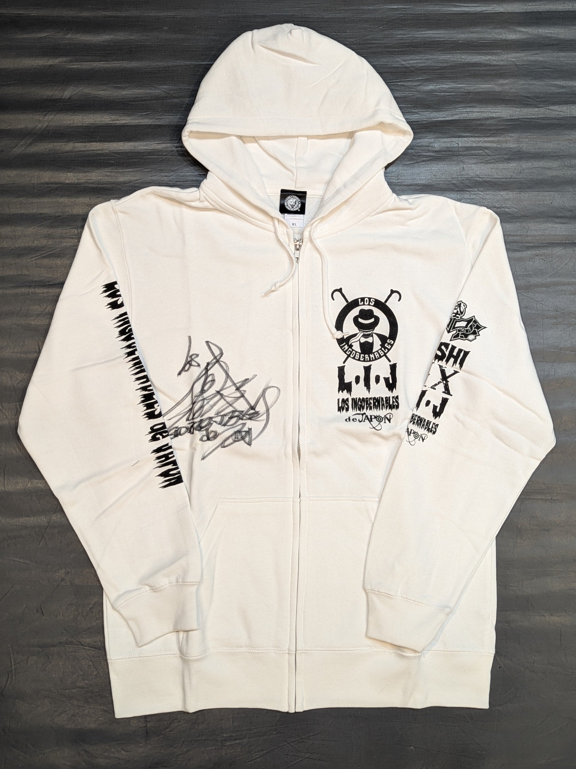 直筆サイン入り】BUSHI ジップパーカー(ホワイト×ブラック) – 闘道館