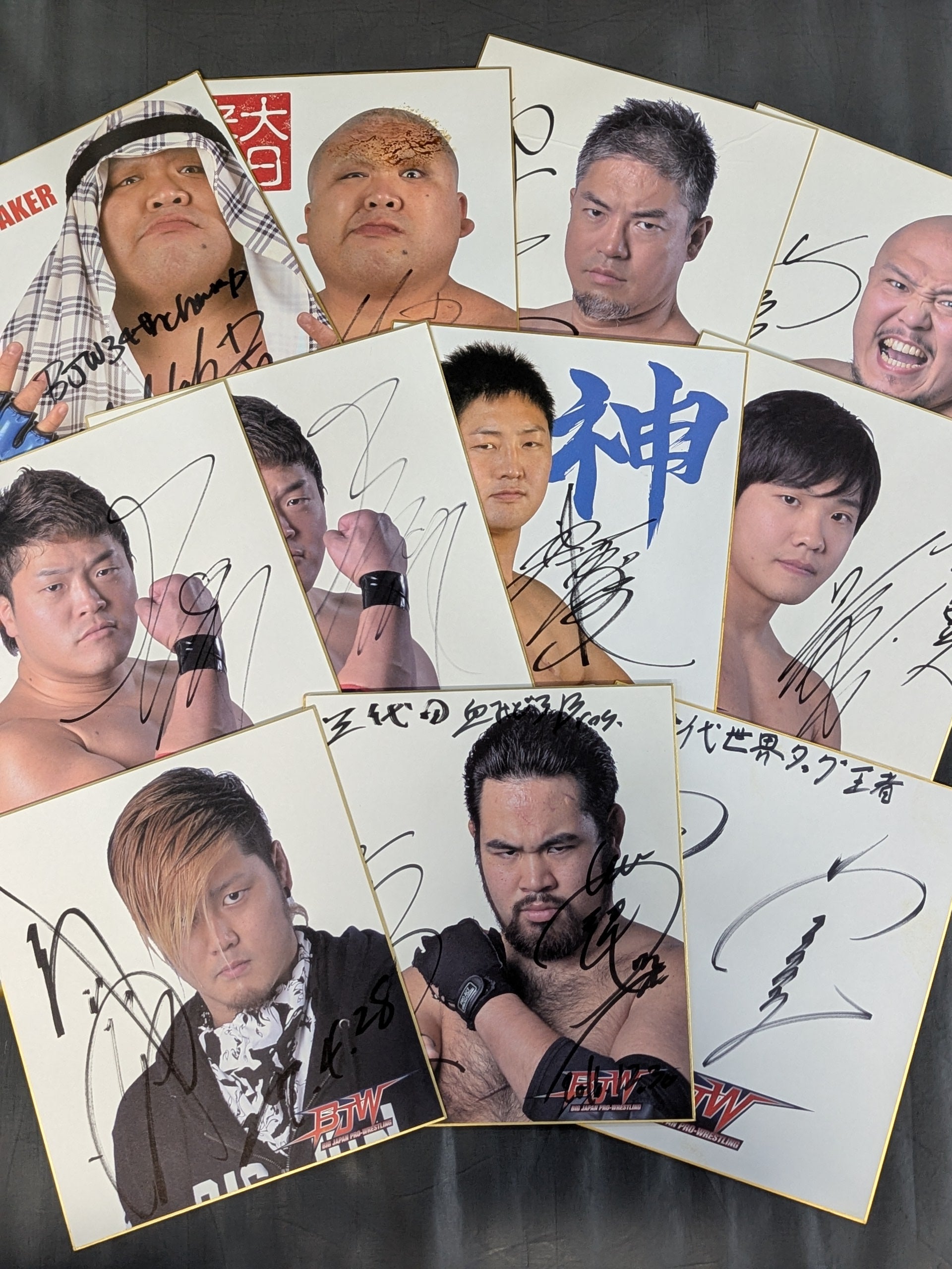 プロレスサイン色紙 貴重 スタン・ハンセン ブルーザー・ブロディ 直筆