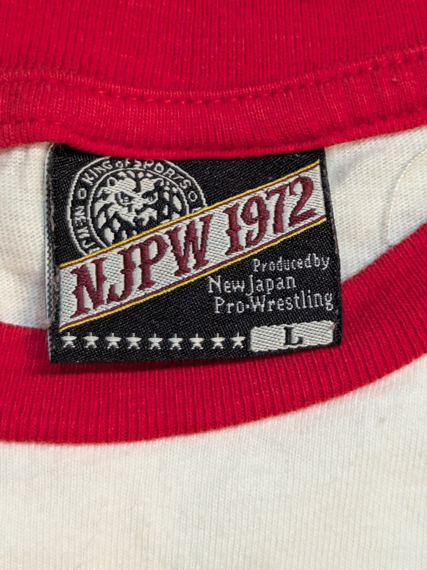 New Japan Pro Wrestling × Shimamura Lion Mark Raglan T-shirt (White×Red)