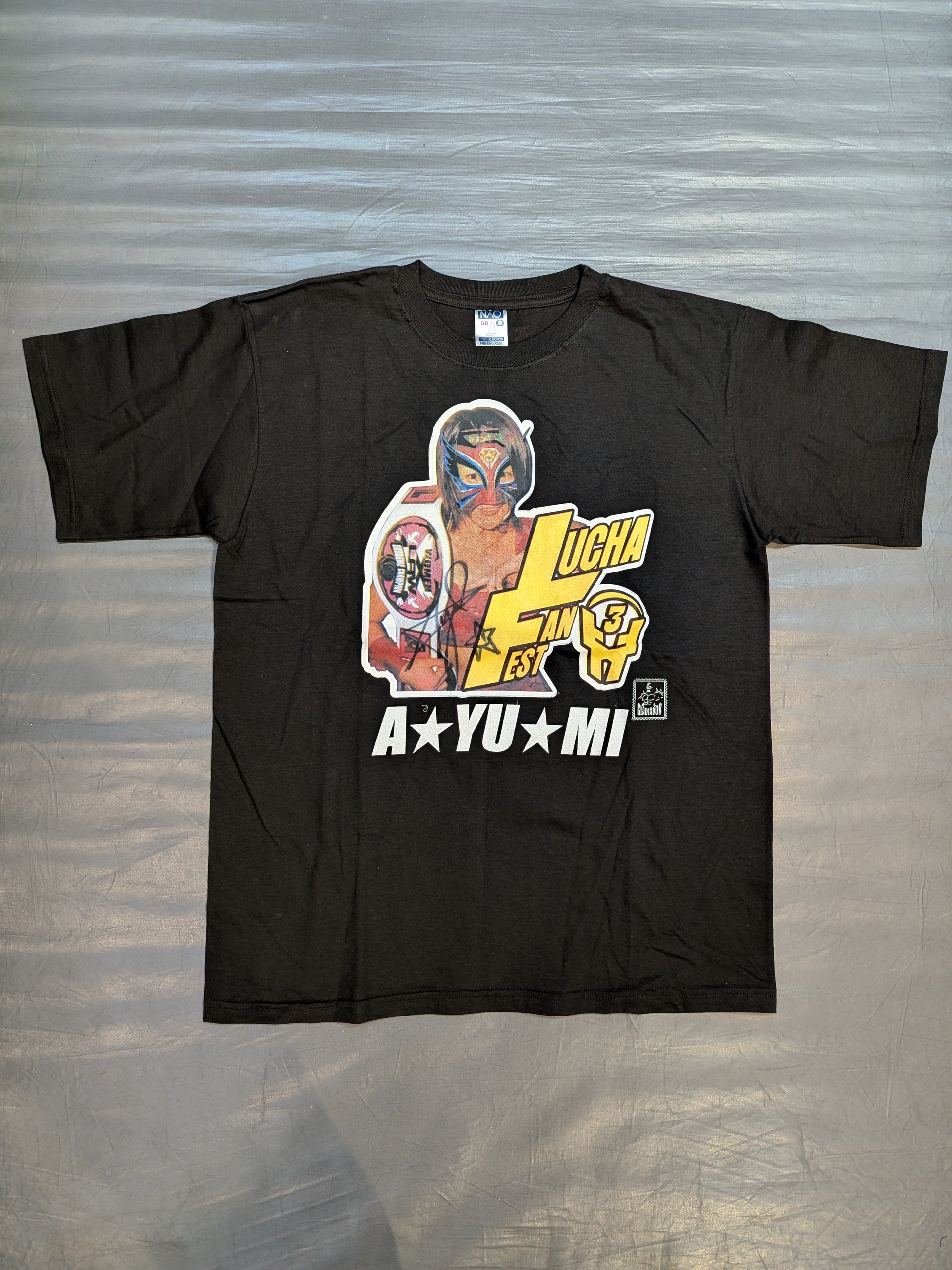 超絶レア/AKB48増田有華直筆サイン入り/2007年ライブTシャツ/L A☆YU☆MI 直筆サイン入り】LUCHA FAN FEST Tシャツ(ブラック) – 闘道館