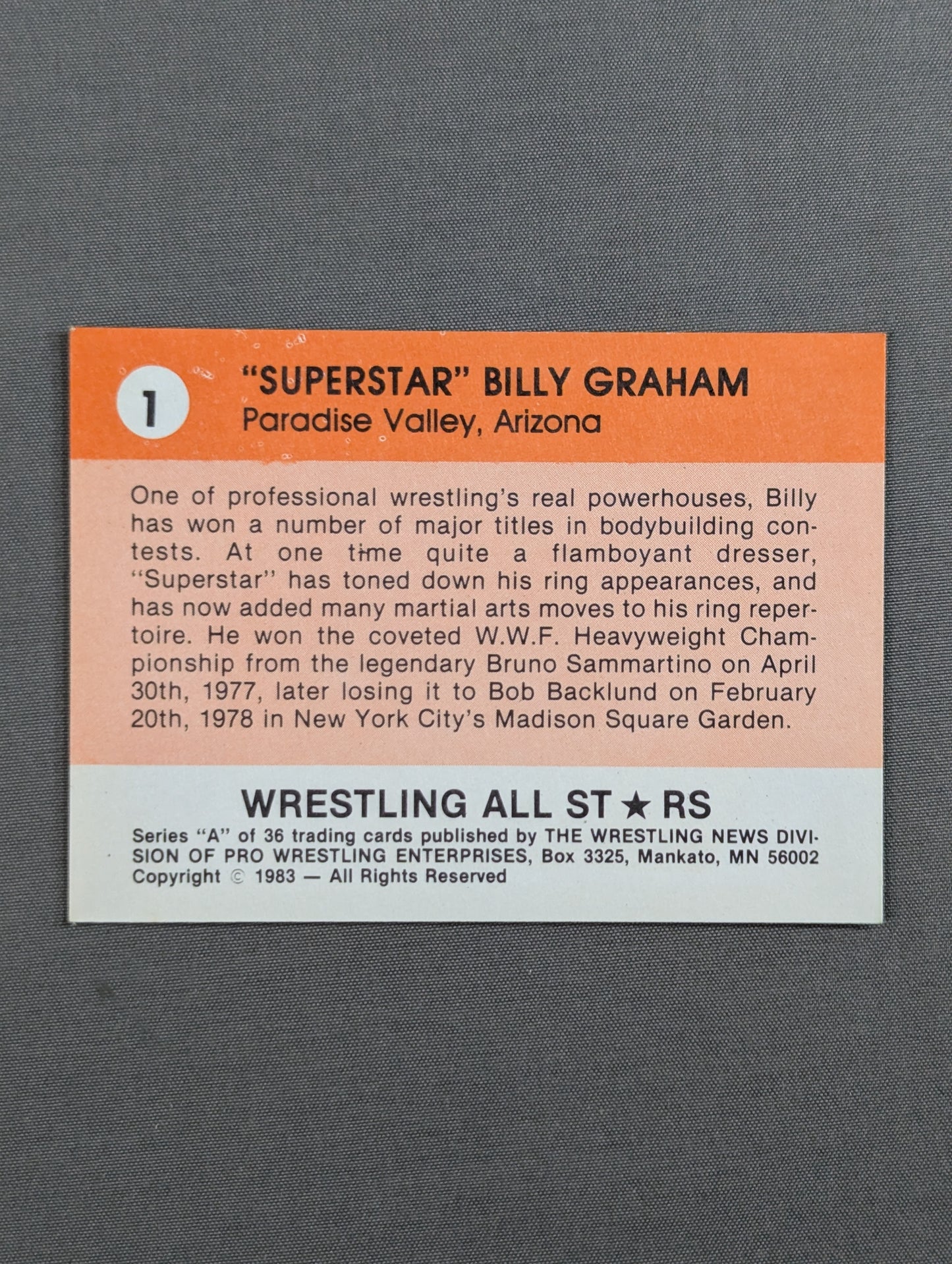 ★1983 Wrestling ALL STARS Series A★ Superstar Billy Graham