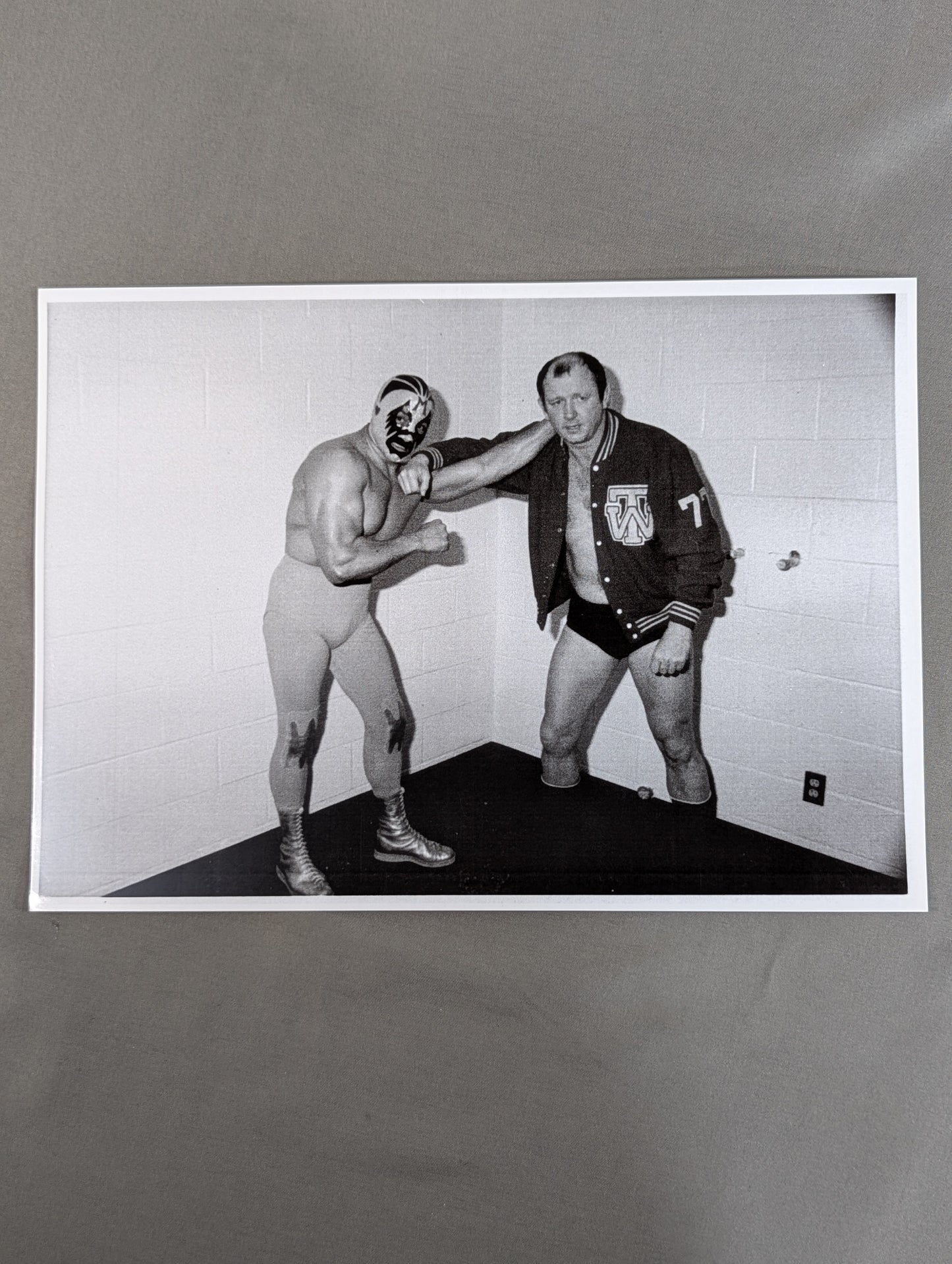 Mil Mascaras & Dory Funk Jr.) Black and White large-format photo (A-1)