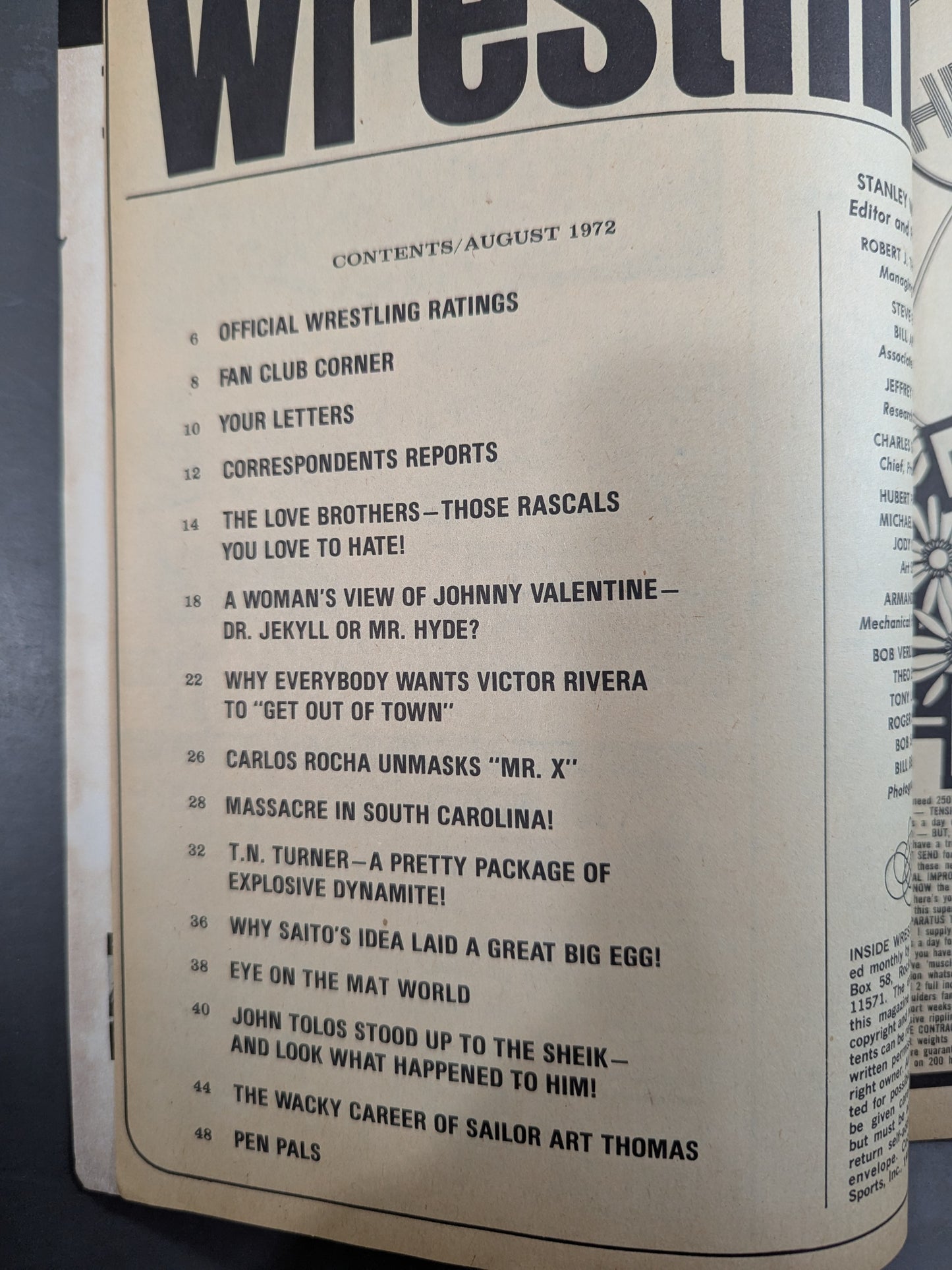 Inside Wrestling, August 1972 issue