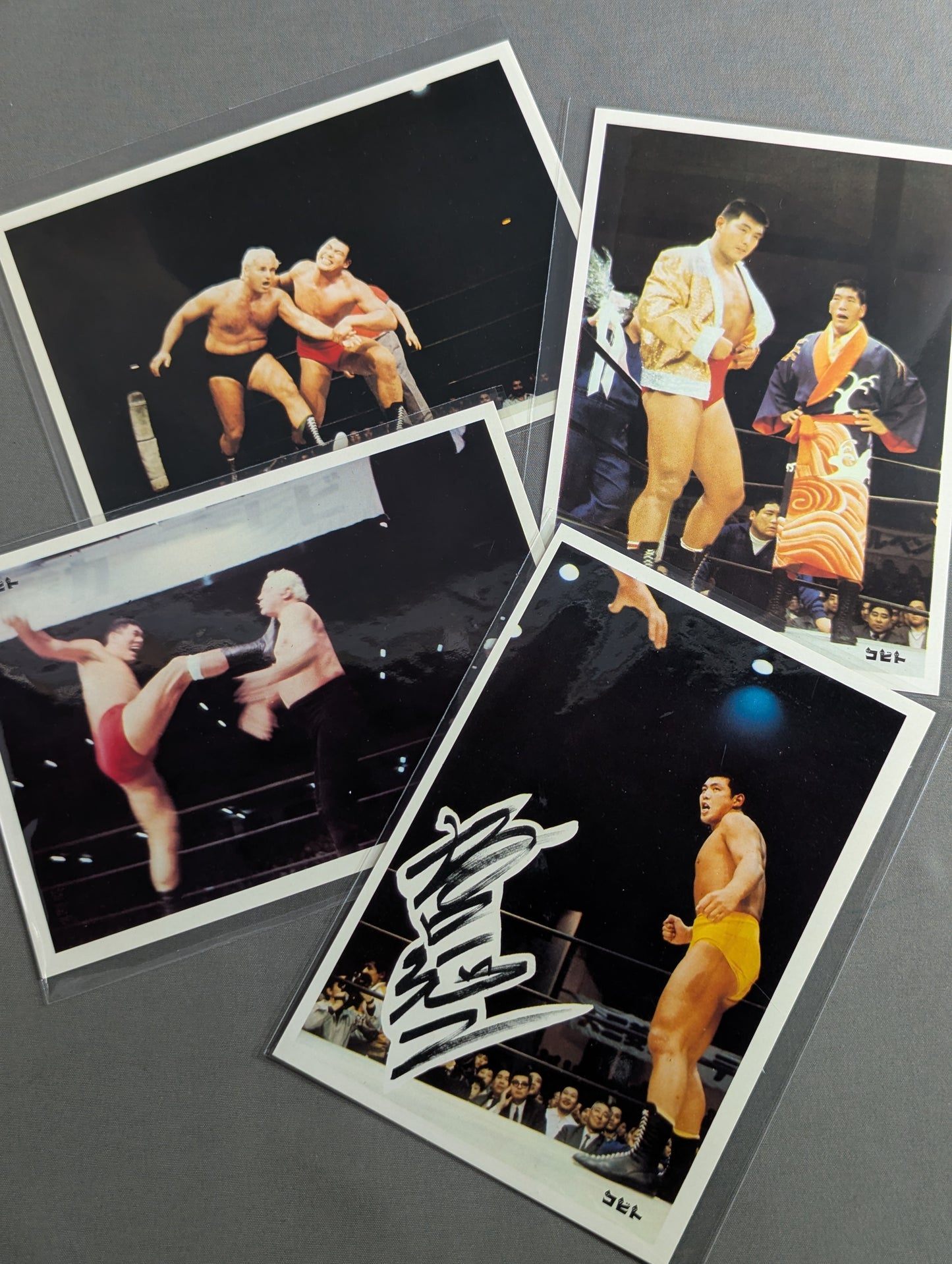 ★昭和レトロ★ 日本プロレス コビト製菓 ブロマイドセット 【ジャイアント馬場 直筆サイン入り】