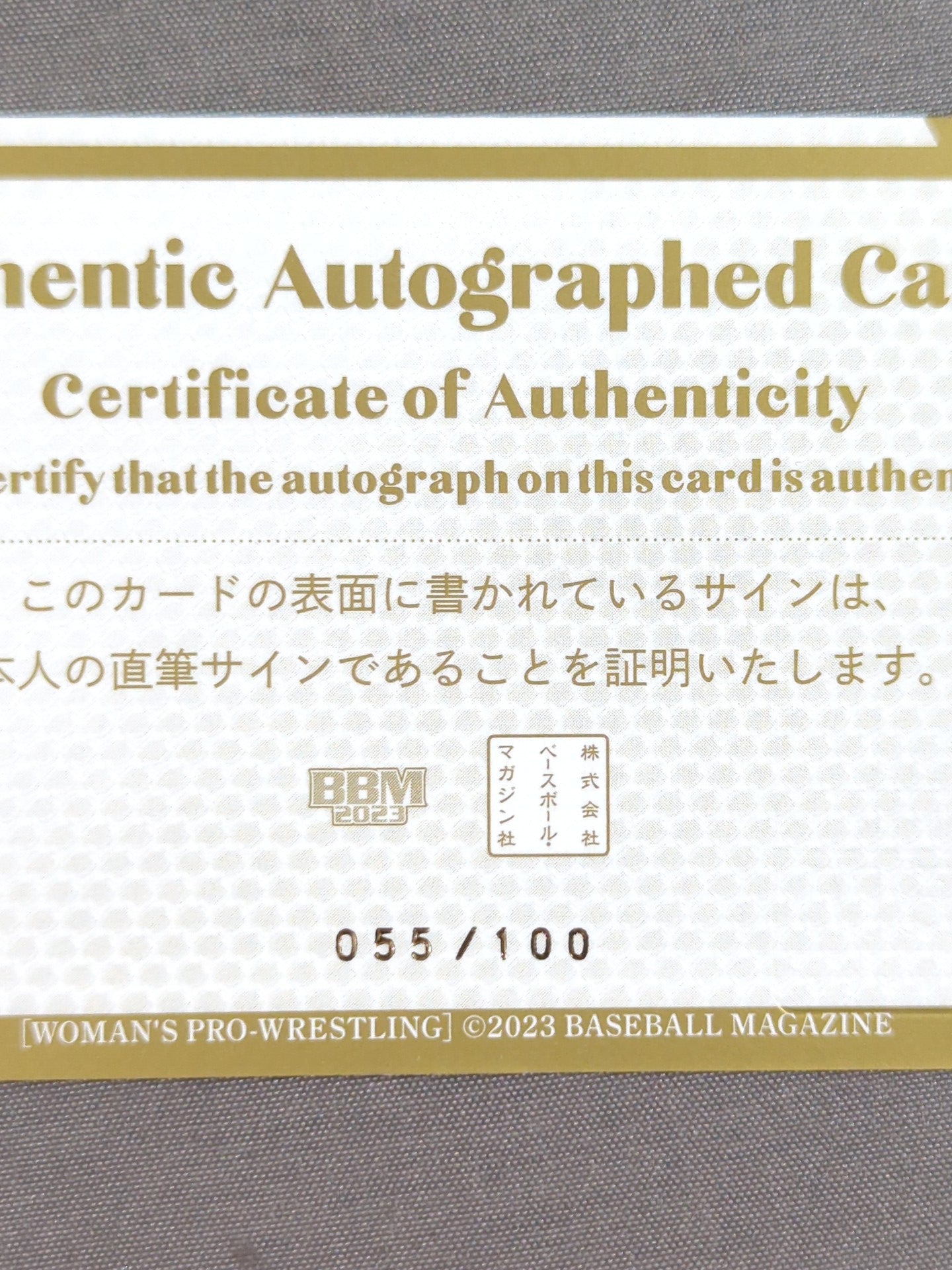 2023 BBM Yuyu Official Autographed Card
