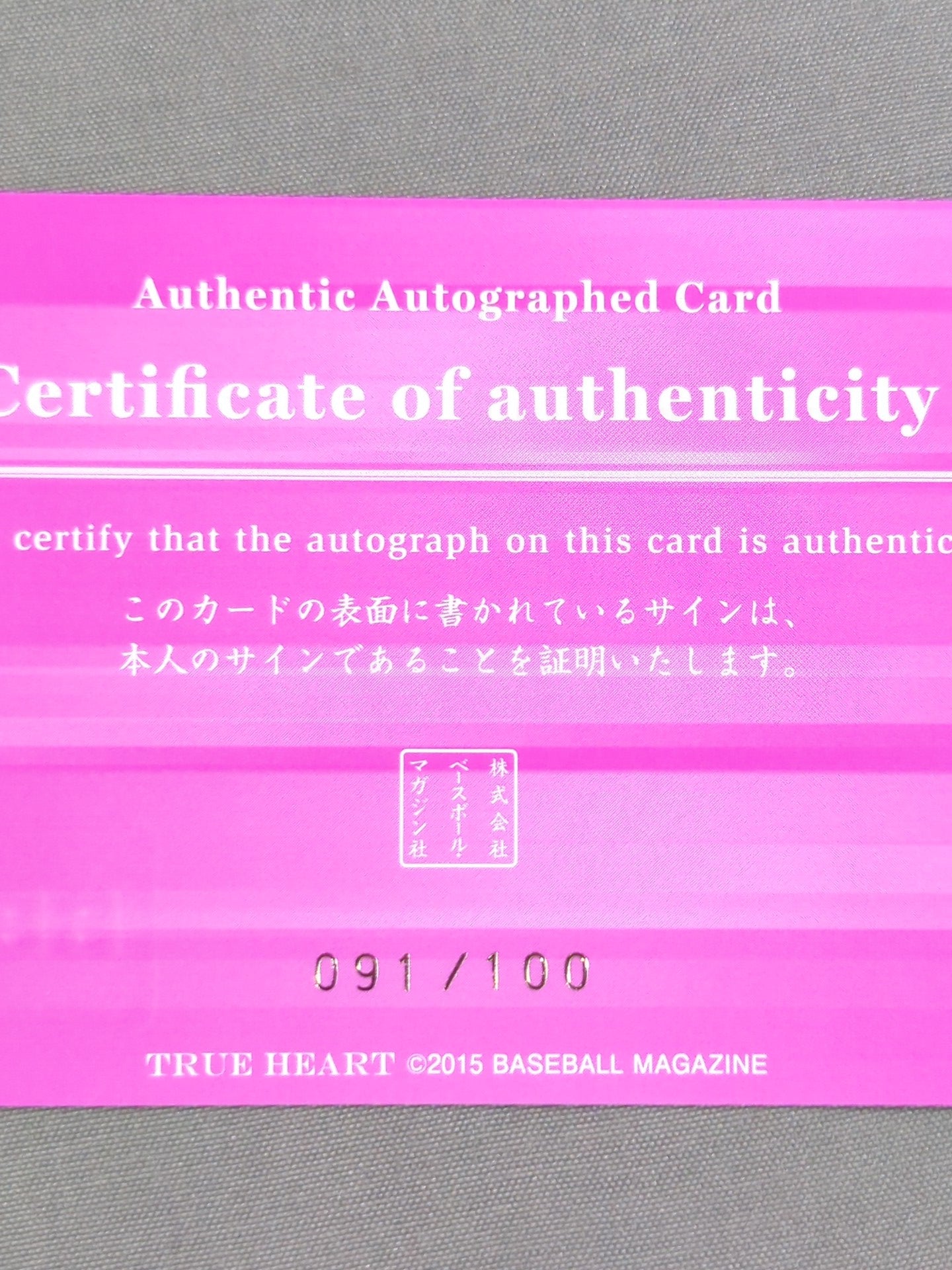 2015 BBM 初日の出仮面 公式サインカード