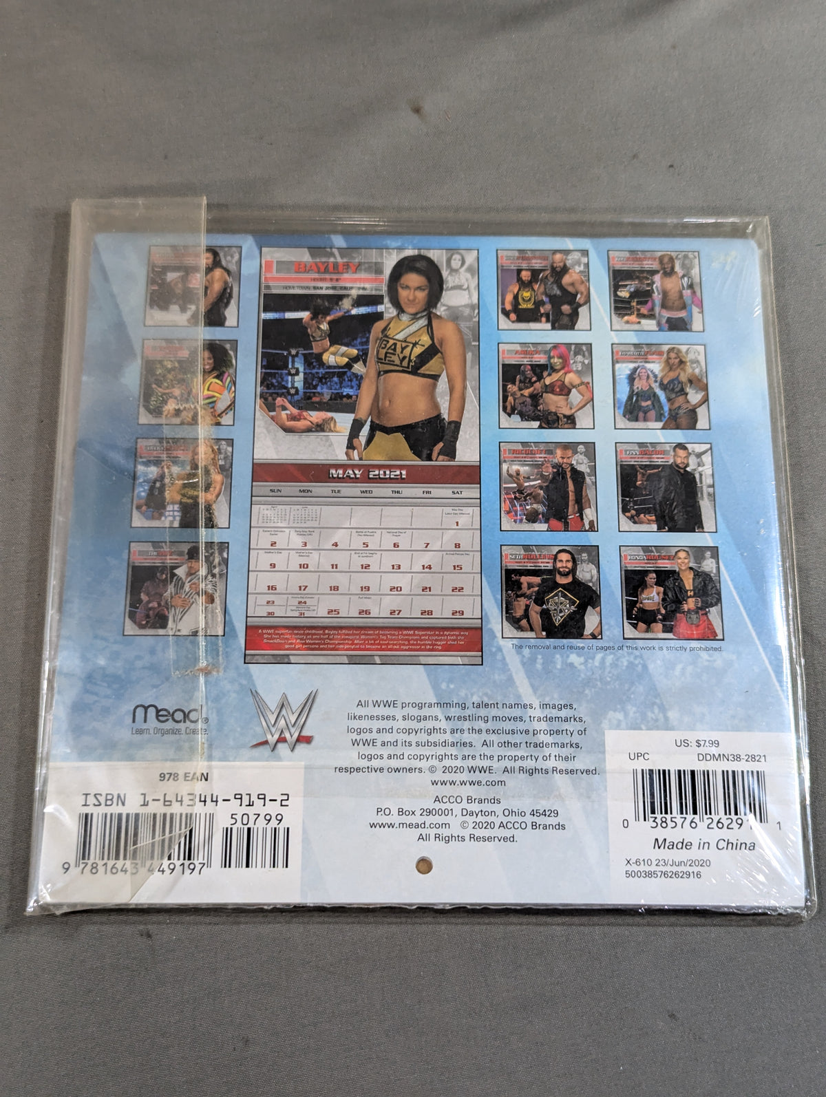 WWE 2021 ミニサイズカレンダー