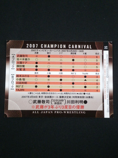2008 BBM 武藤敬司 公式サインカード(2007チャンピオンカーニバル優勝者)