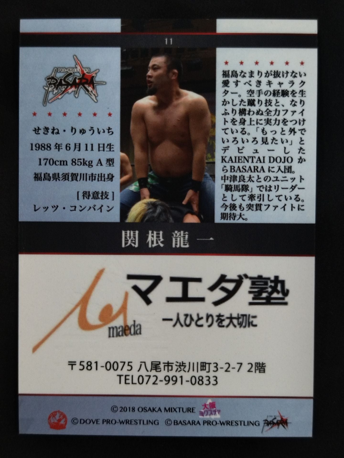 2018 Osaka Mixcha Ryuichi Sekine Official Autographed Card