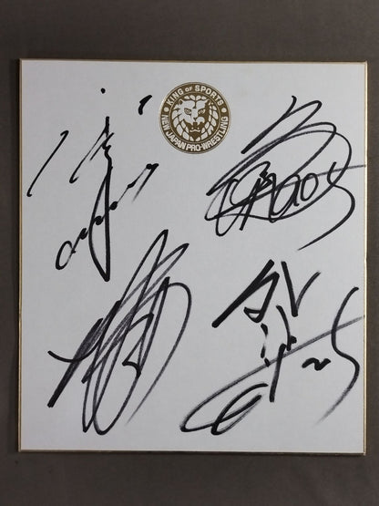 ★CHAOS★ Tomohiro Ishii & Toru Yano & YOSHI-HASHI&GEDO ( Lion Mark Shikishi ( Autograph board ) )