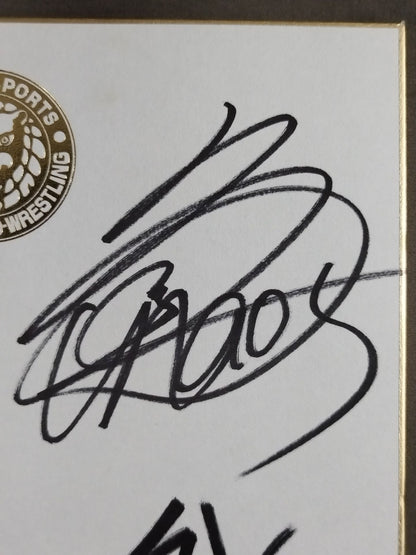 ★CHAOS★ Tomohiro Ishii & Toru Yano & YOSHI-HASHI&GEDO ( Lion Mark Shikishi ( Autograph board ) )