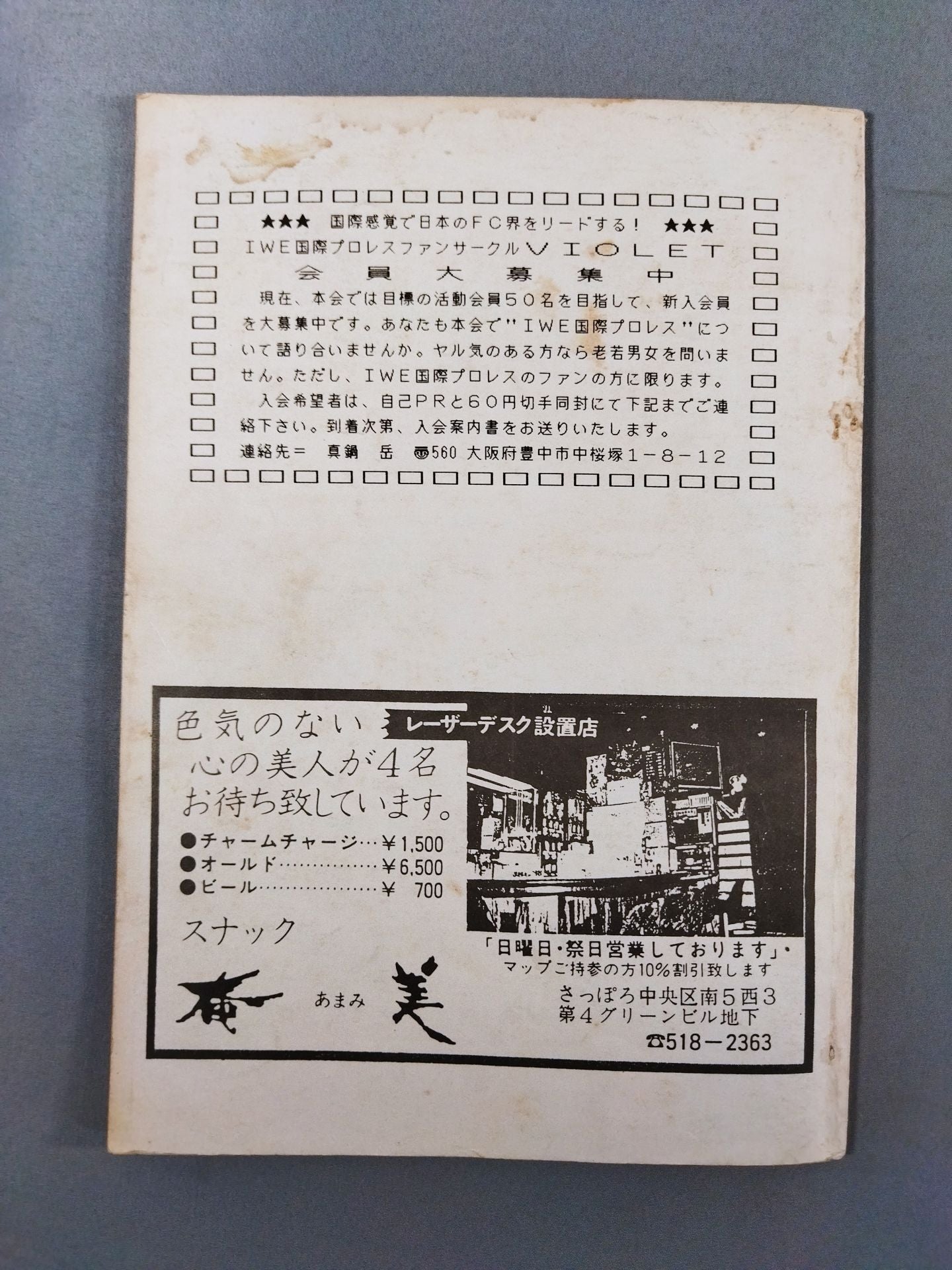 VIOLET No.10(1985年6月15日号 / IWE国際プロレスファンサークル)
