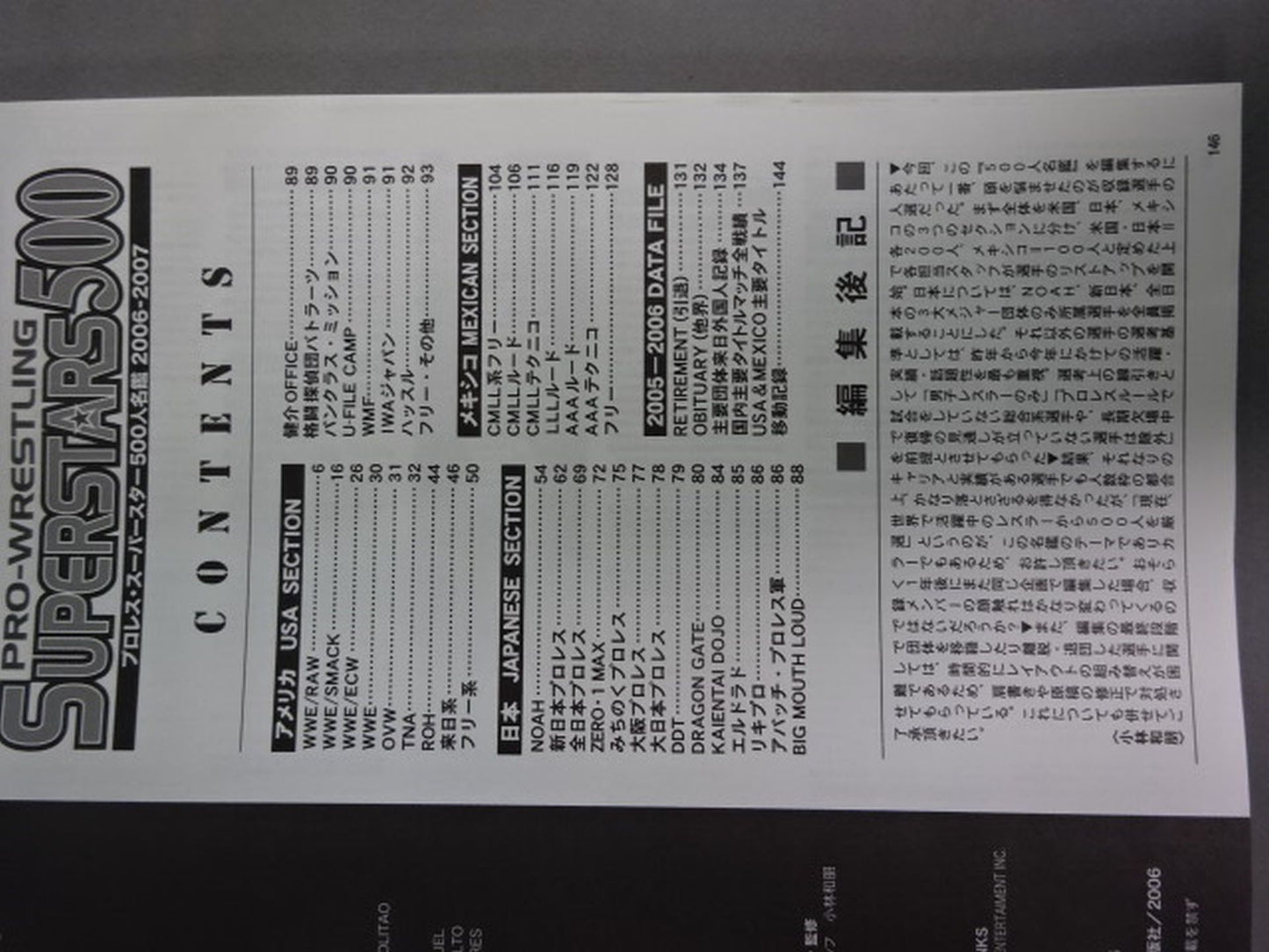 プロレス・スーパースター500人名鑑 2006-2007
