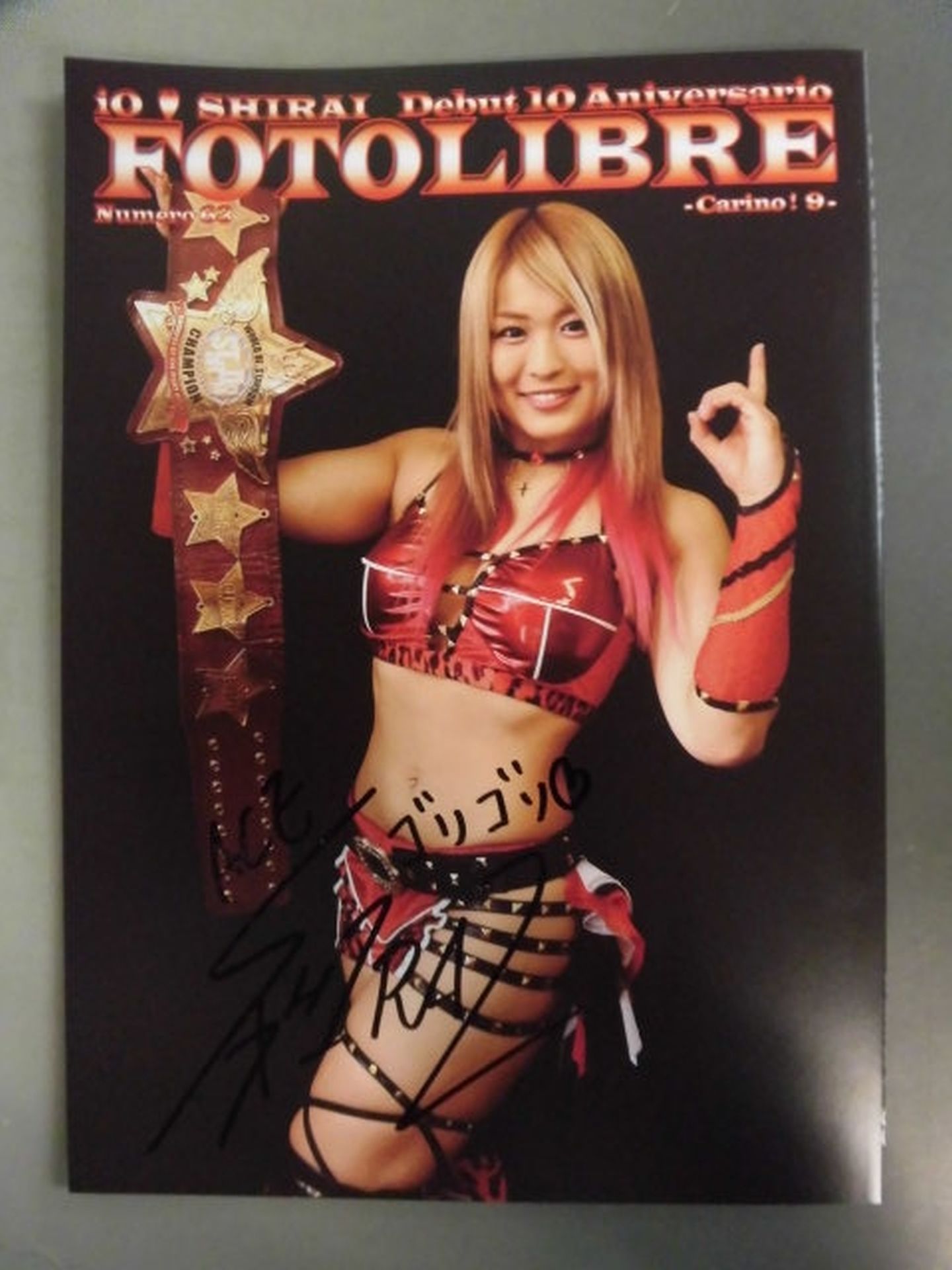 [Io Shirai (Iyo Sky)  hand signed autograph 】FOTOLIBRE de Mascara Numero.63