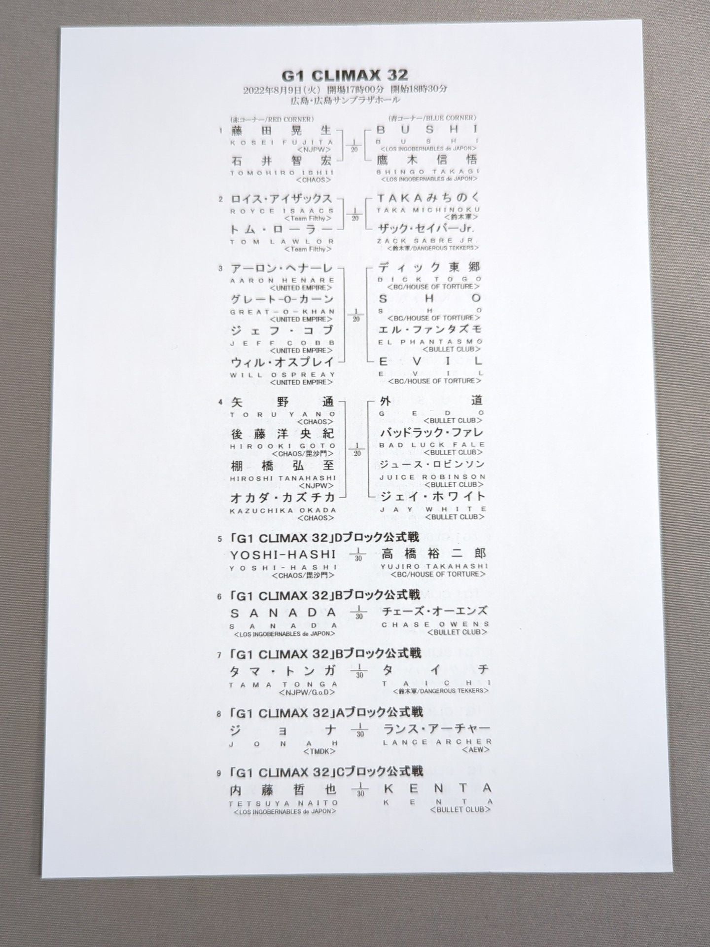 G1 CLIMAX 32 / G1クライマックス32
