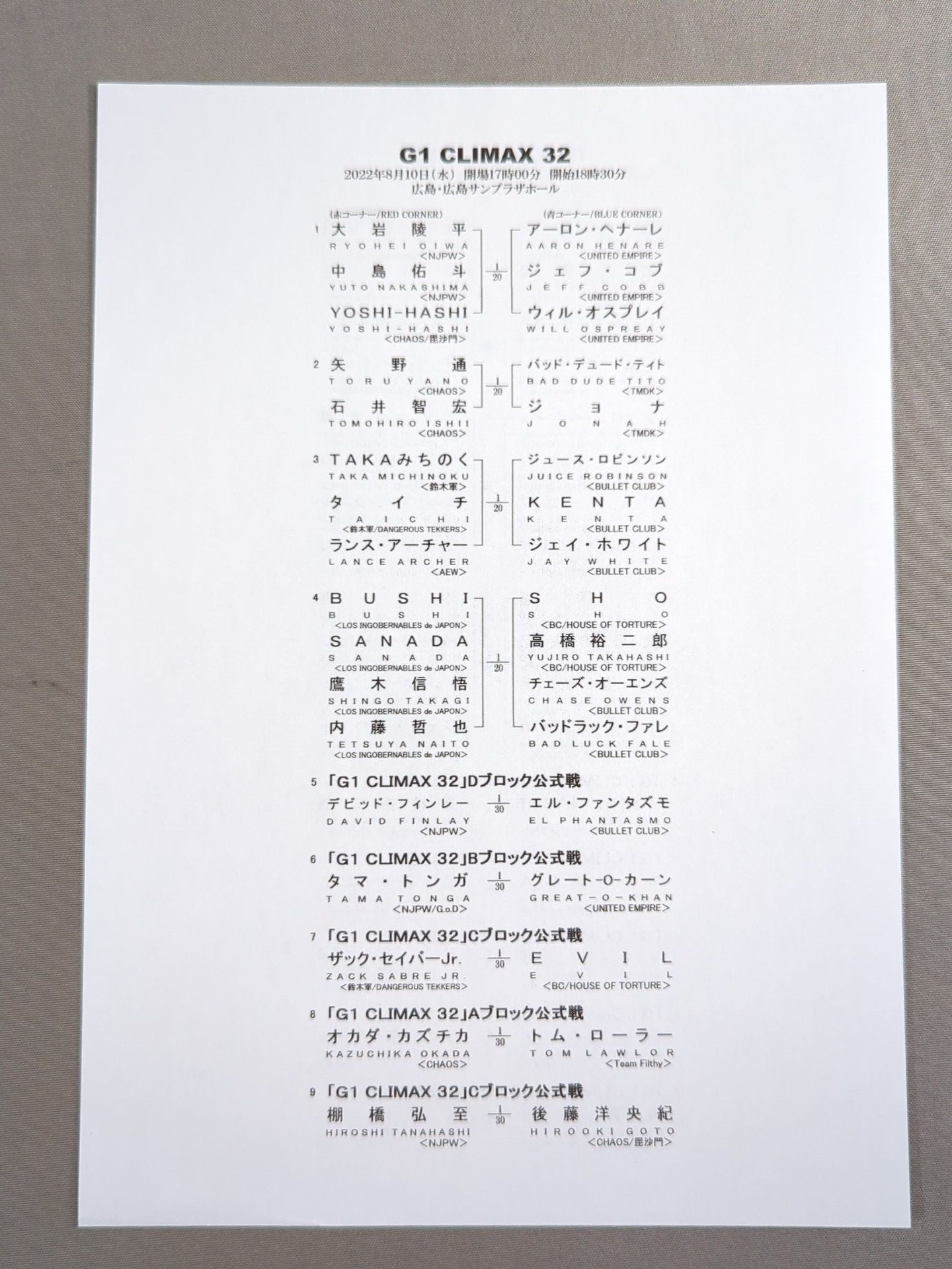 G1 CLIMAX 32 / G1クライマックス32