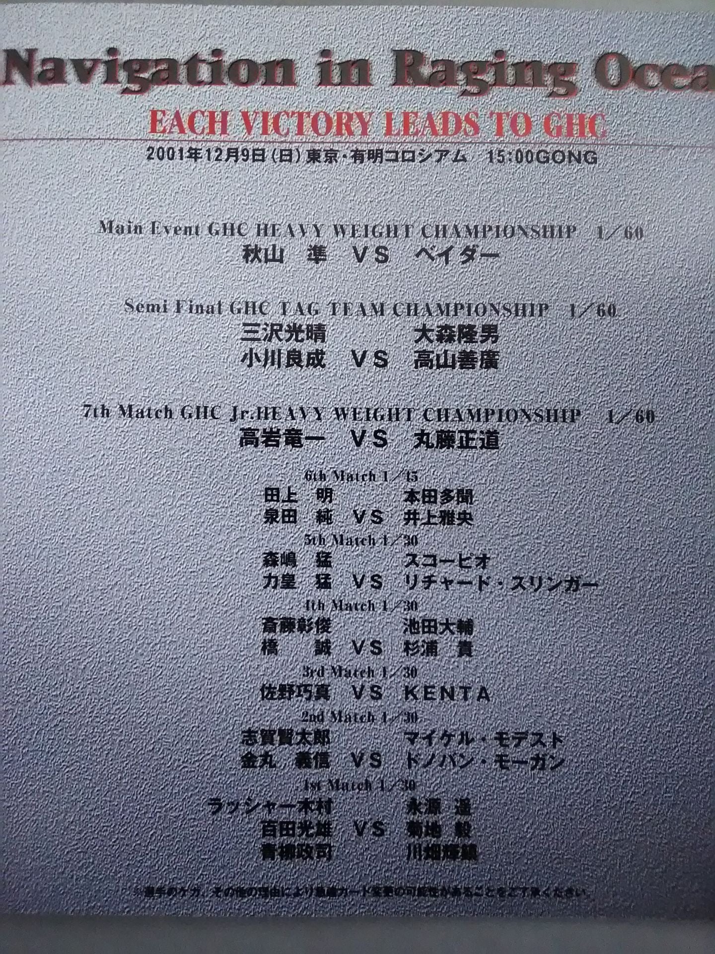 GHC the Best of 2001