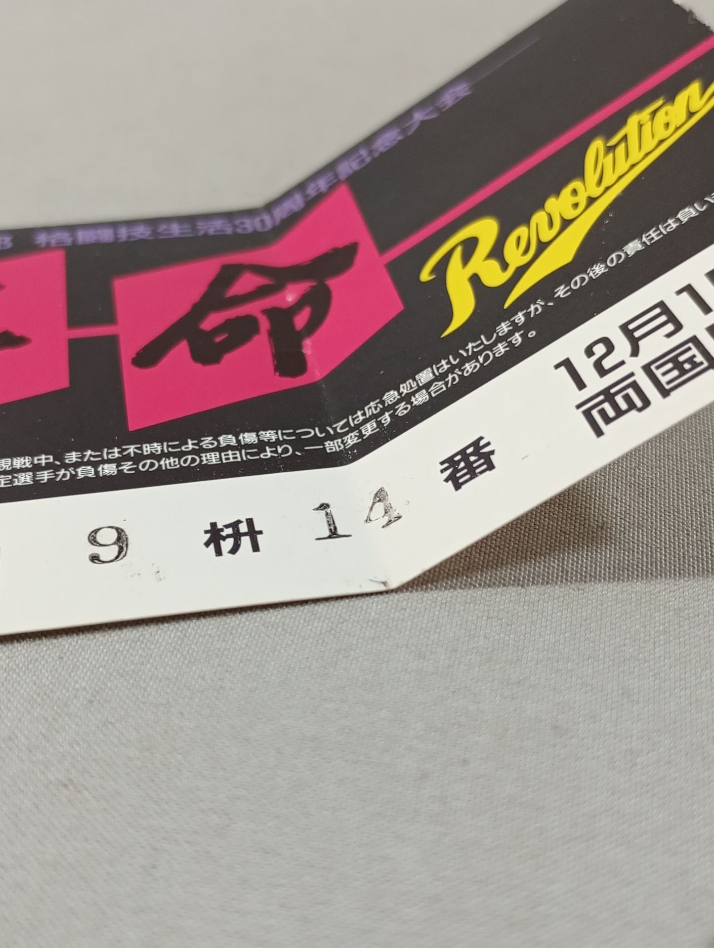 【With ticket stub 】WAR / revolution TenryuGenichiro Martial Arts 30th Anniversary Tournament