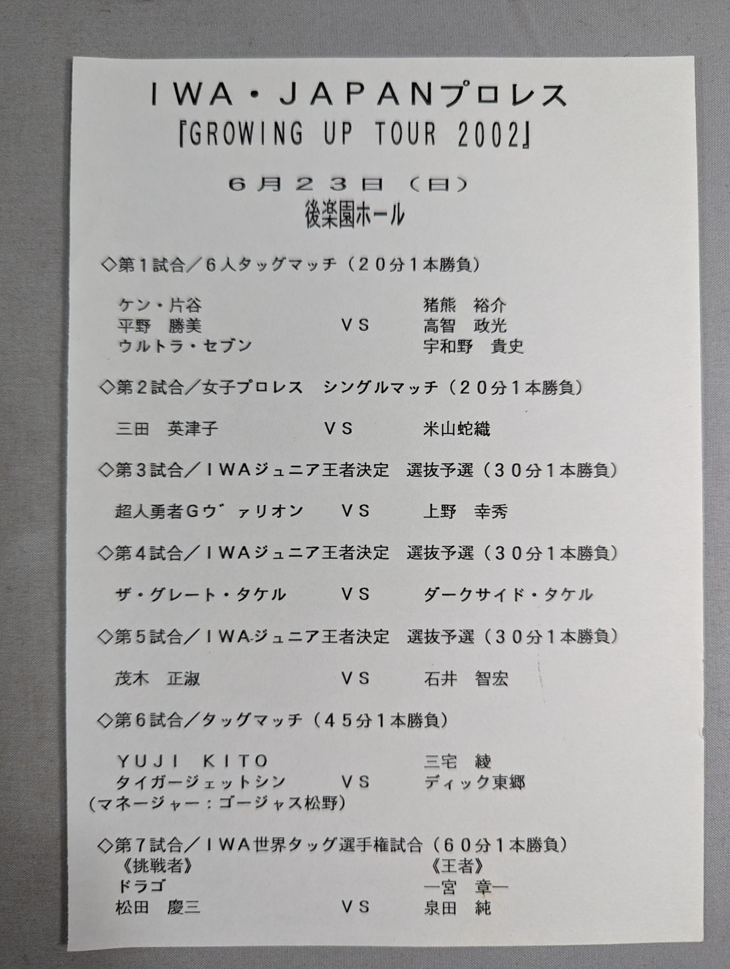 IWAジャパン 2002オフィシャルガイド