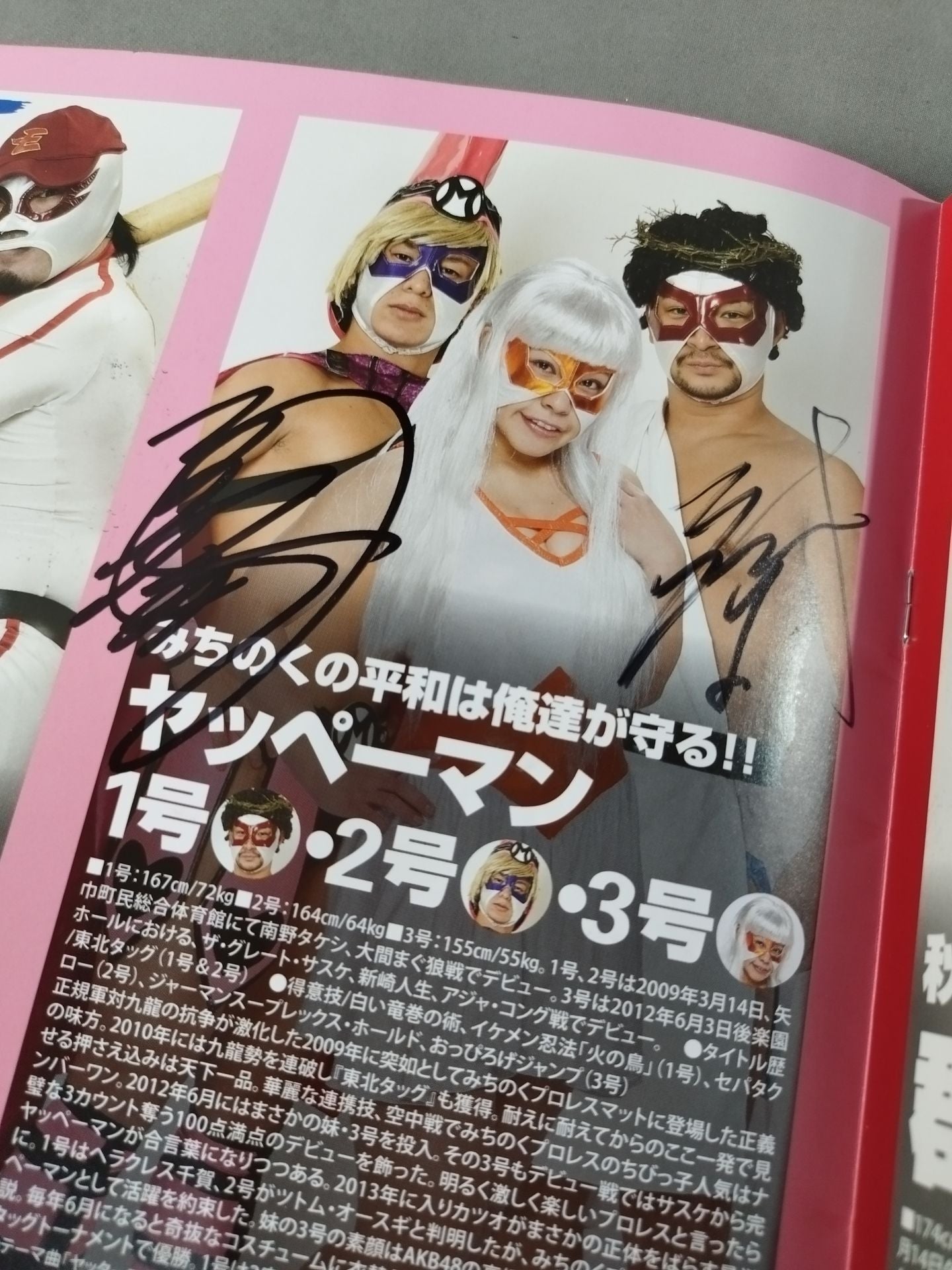 [4 fighters hand signed autograph Michinoku Pro Wrestling  Official Pamphlet Vol.156