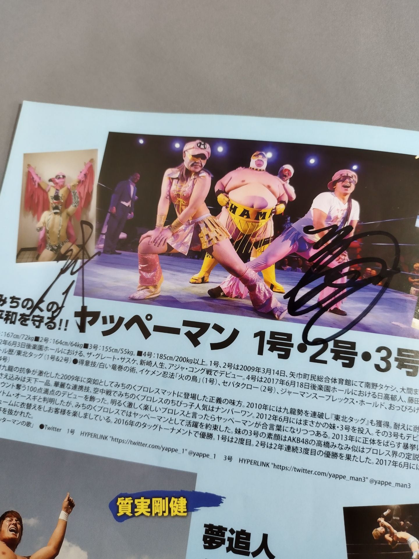 [2 fighters hand signed autograph Michinoku Pro Wrestling  Official Pamphlet Vol.158