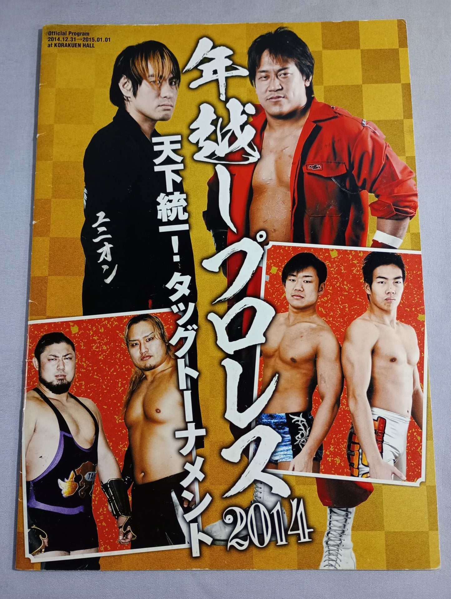 【14 hand signed autograph 】New Year's EvePro Wrestling  2014 Tag Team Tournament