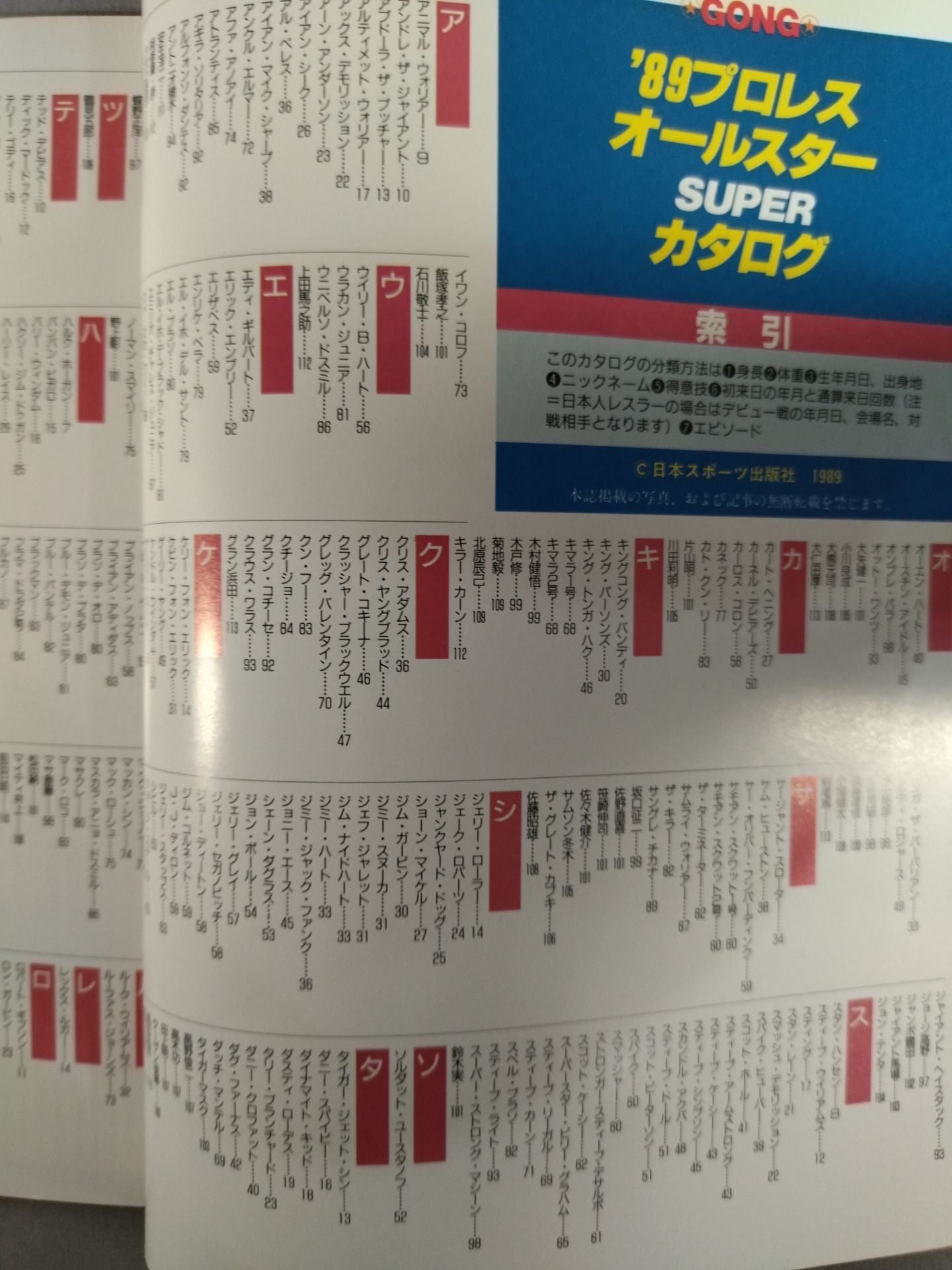 Gong Special Issue 89 Pro Wrestling  All-Star SUPER Catalog