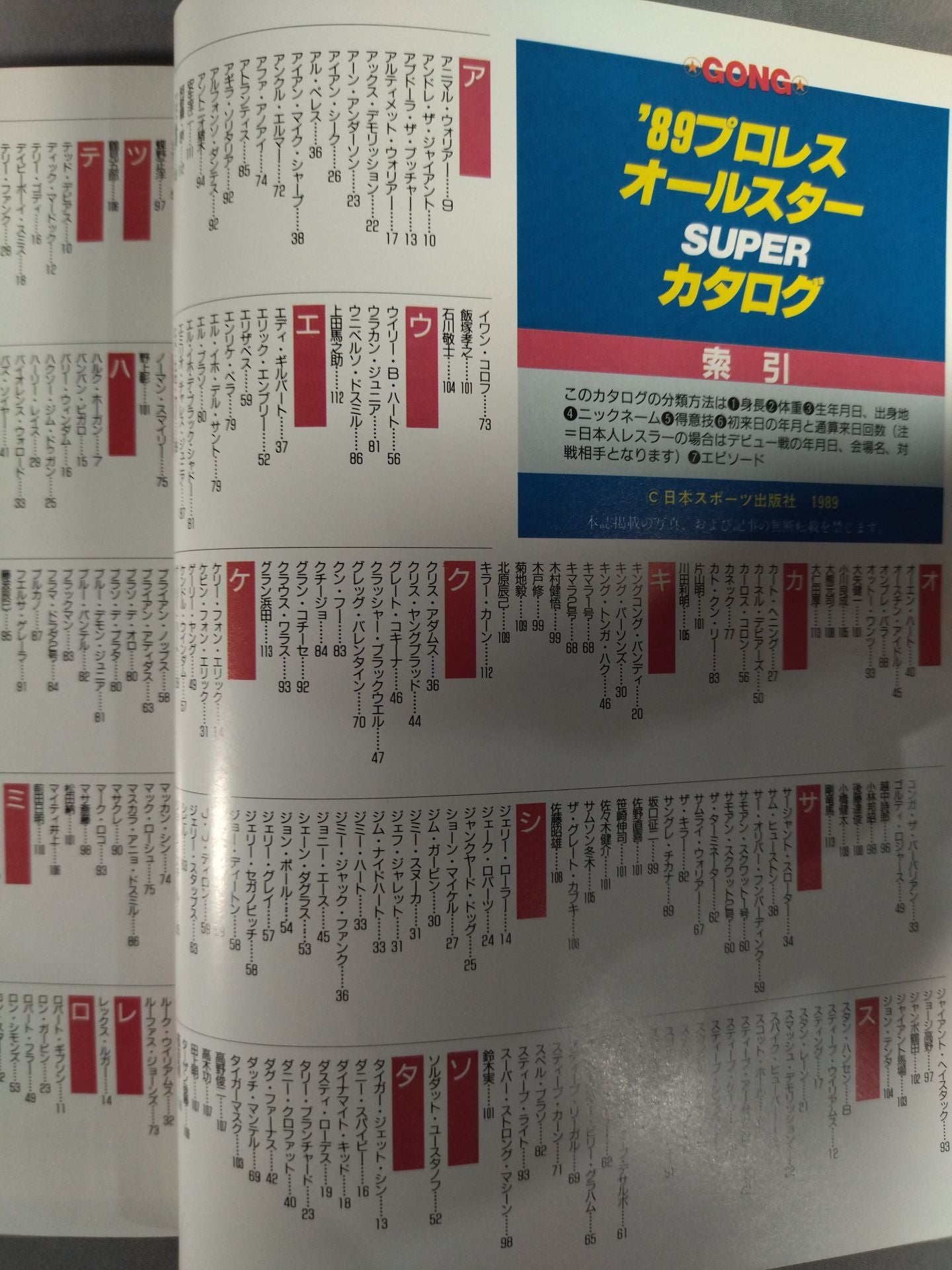 Gong Special Issue 89 Pro Wrestling  All-Star SUPER Catalog