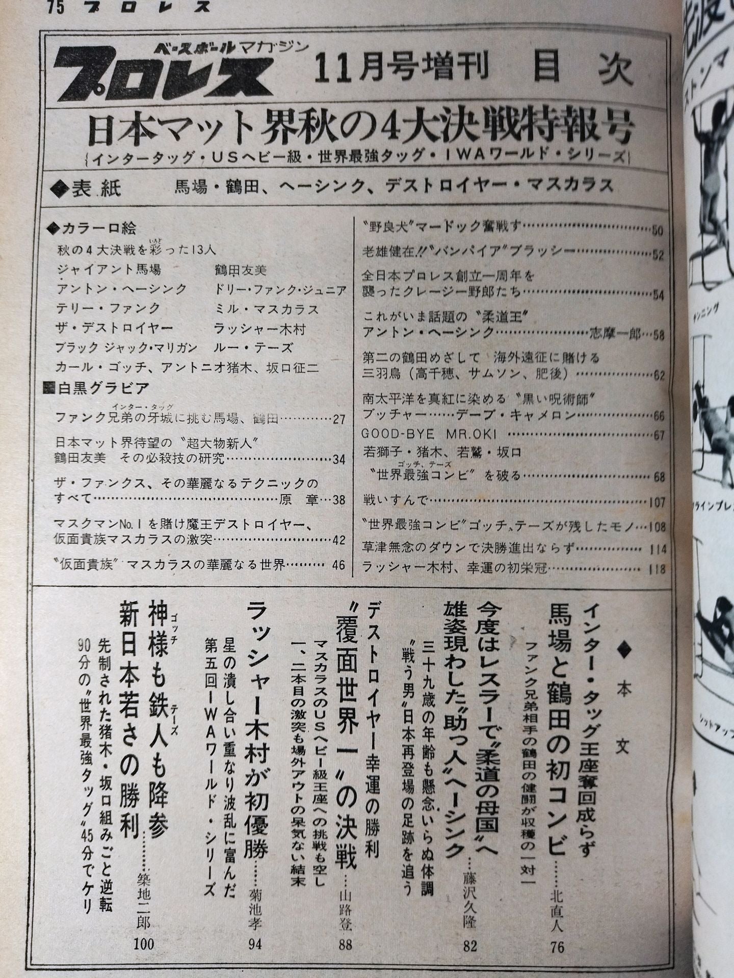 Pro Wrestling  Monthly November 1973 Special Issue