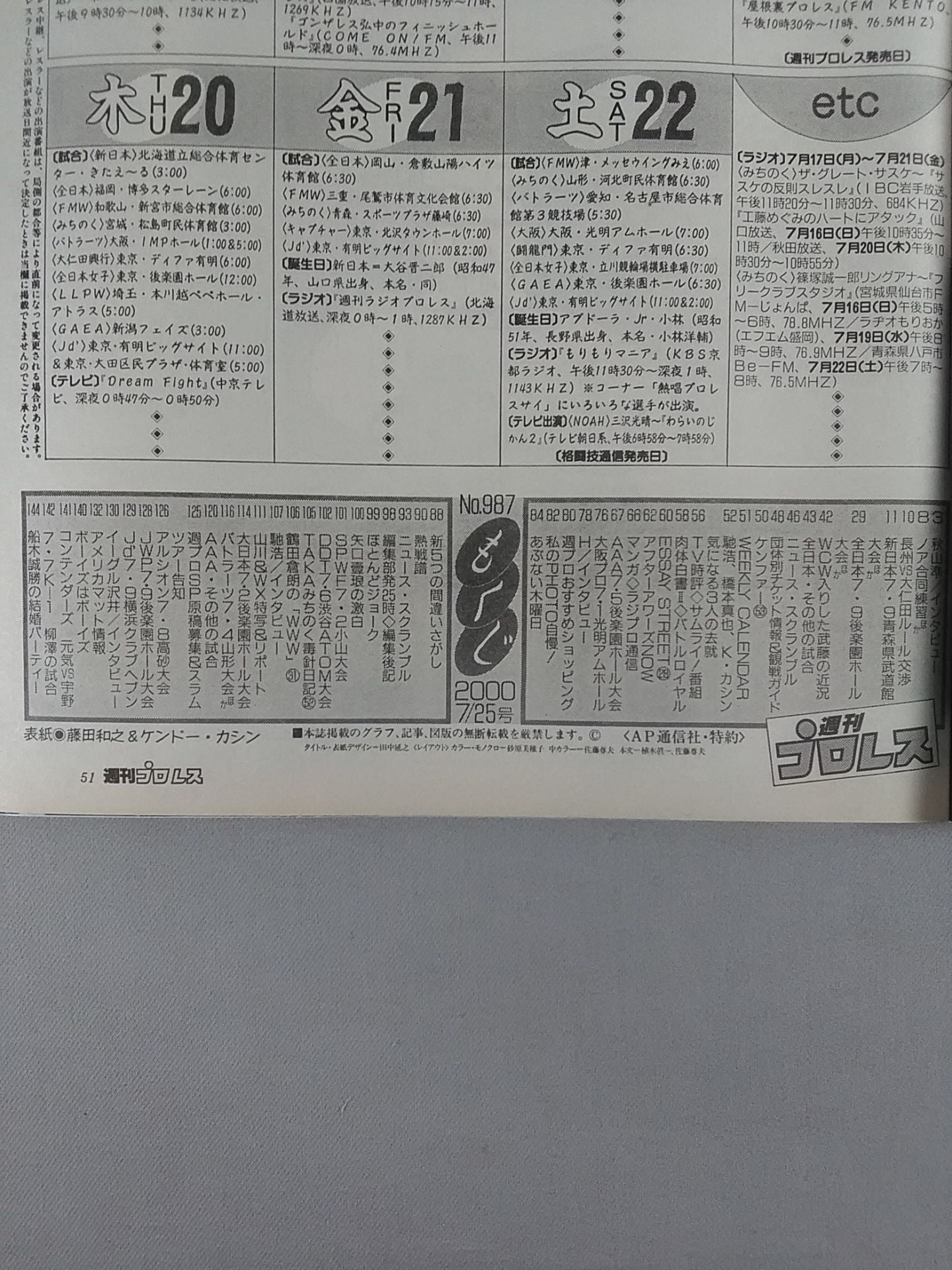 週刊プロレス987