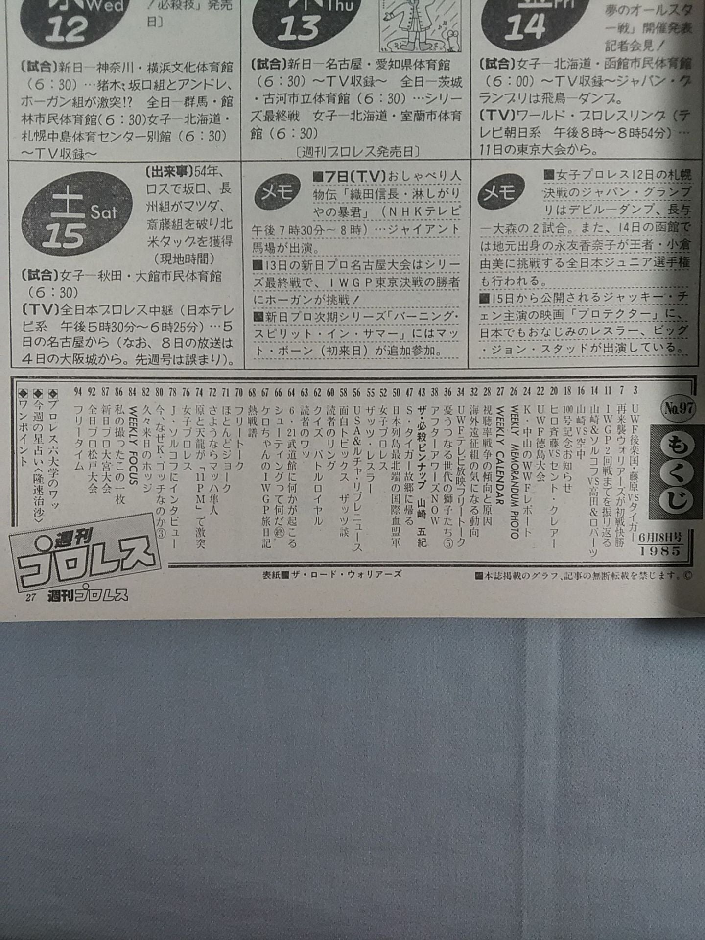 週刊プロレス　1997年当時もの　40冊セット  
4.12ドーム橋本小川 週刊プロレス782 – 闘道館