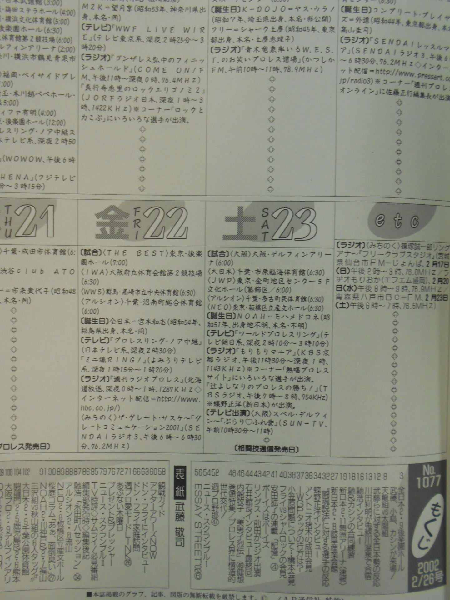 週刊プロレス1077