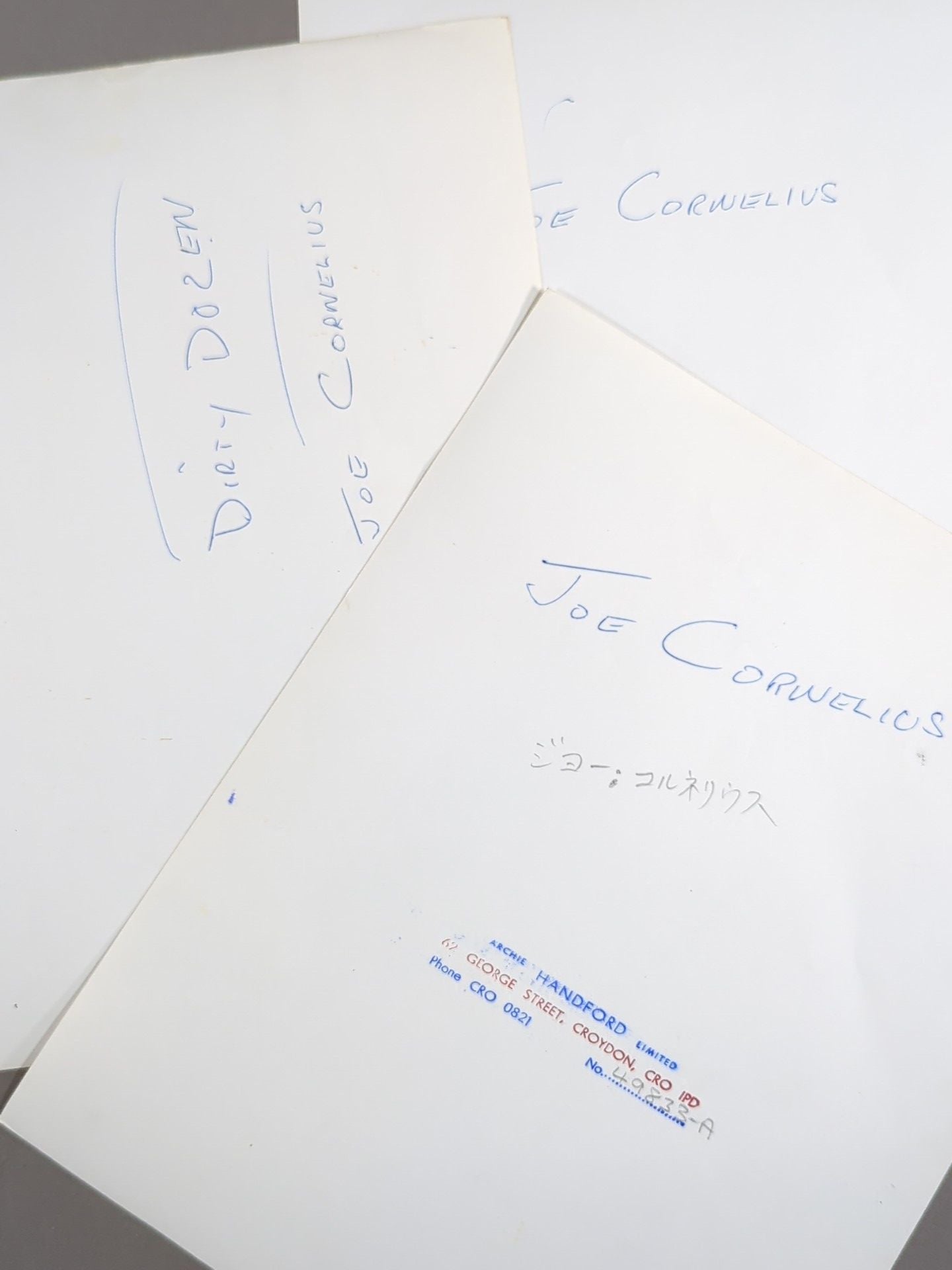 ジョー・コーネリウス 白黒ポートレート 3枚セット