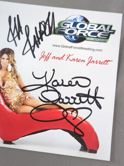 Jeff Jarrett  and Karen Jarrett 2 hand signed autographsPro-Photo 
