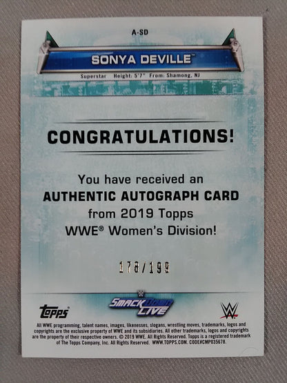 2019 WWE topps ソーニャ・デビル 公式サインカード