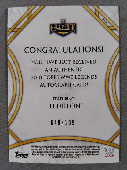 ★HALL OF FAME★ 2018 WWE topps J.J. Dillon Officialautographed card 