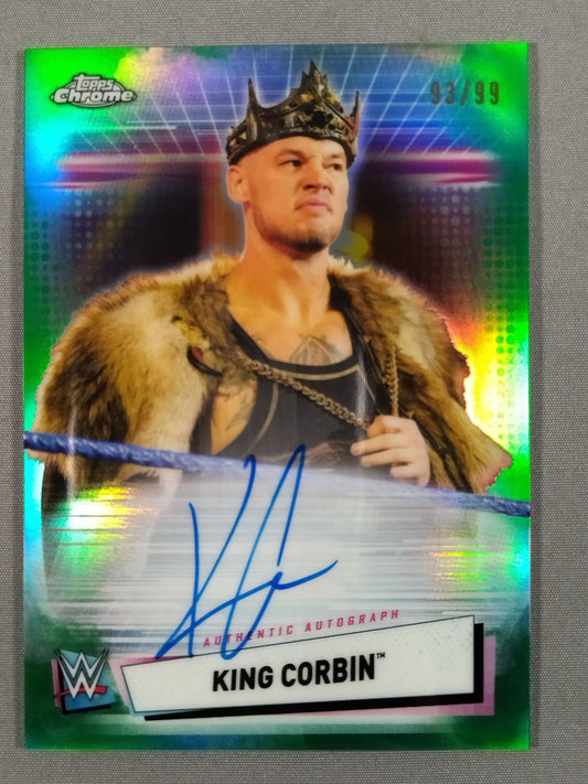 2021 WWE Topps Chrome キング・コービン 公式グリーンリフレクターサインカード