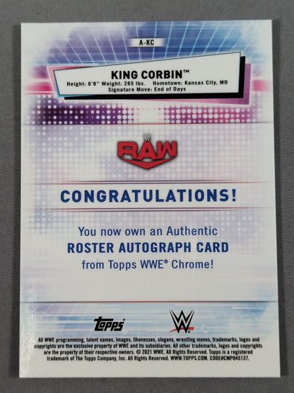 2021 WWE Topps Chrome キング・コービン 公式グリーンリフレクターサインカード