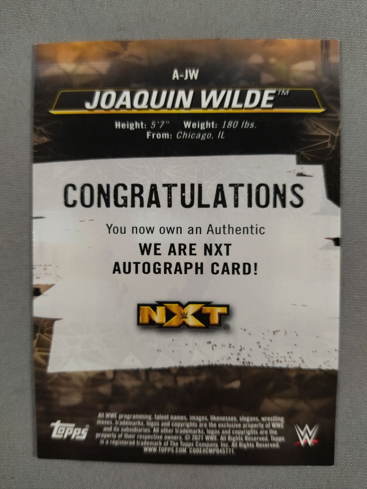2021 NXT Topps ホワキン・ワイルド 公式サインカード