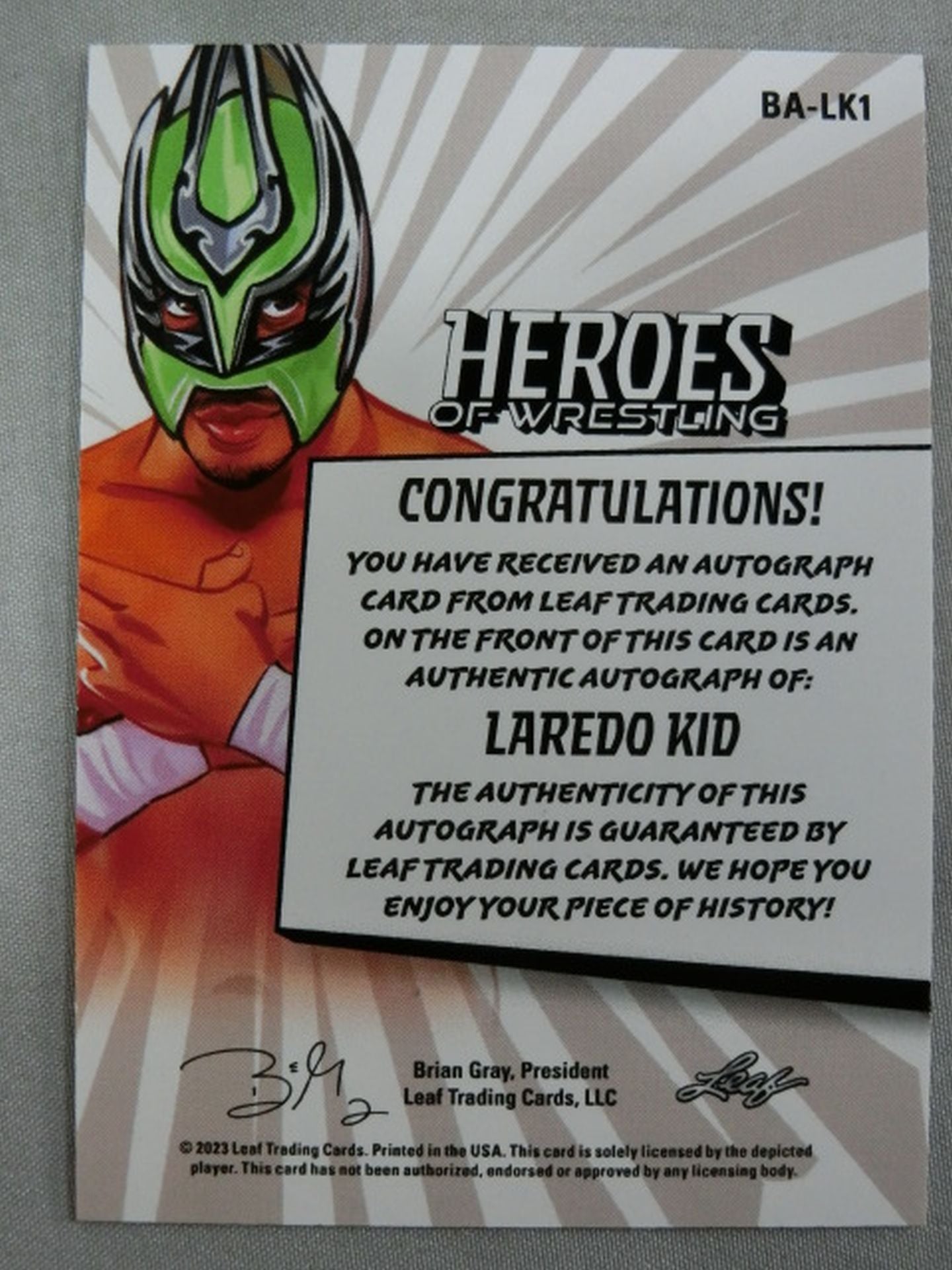 2023 LEAF HEROS OF WRESTLING ラレド・キッド サインカード