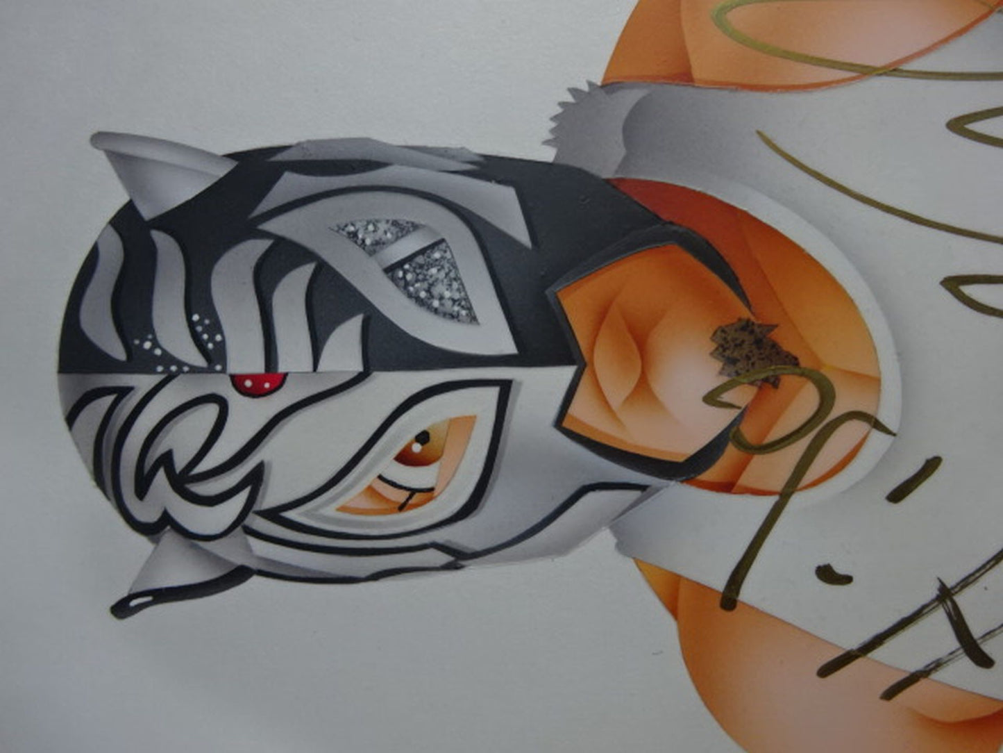 ★ Nagatoshi Sakai Original painting ★ "Black Panther Mask II" El Hijo del Pantera 