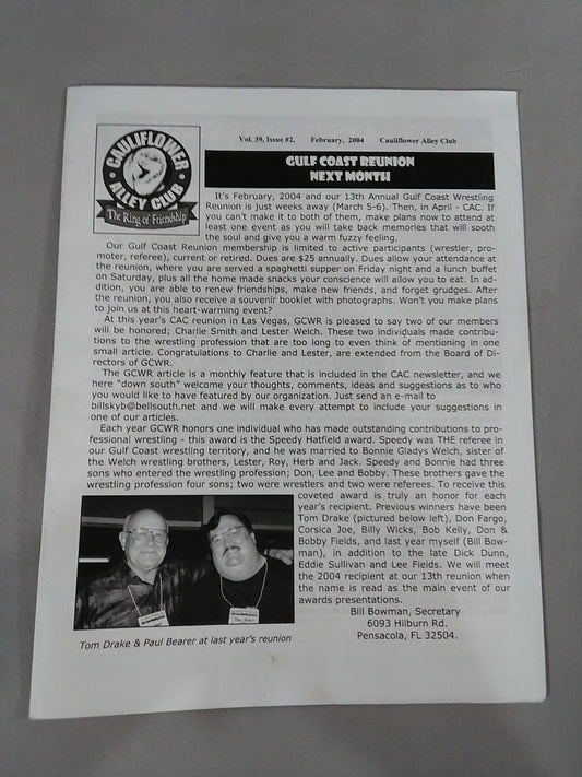 CAULIFLOWER ALLEY CLUB Vol.39 Issue#2