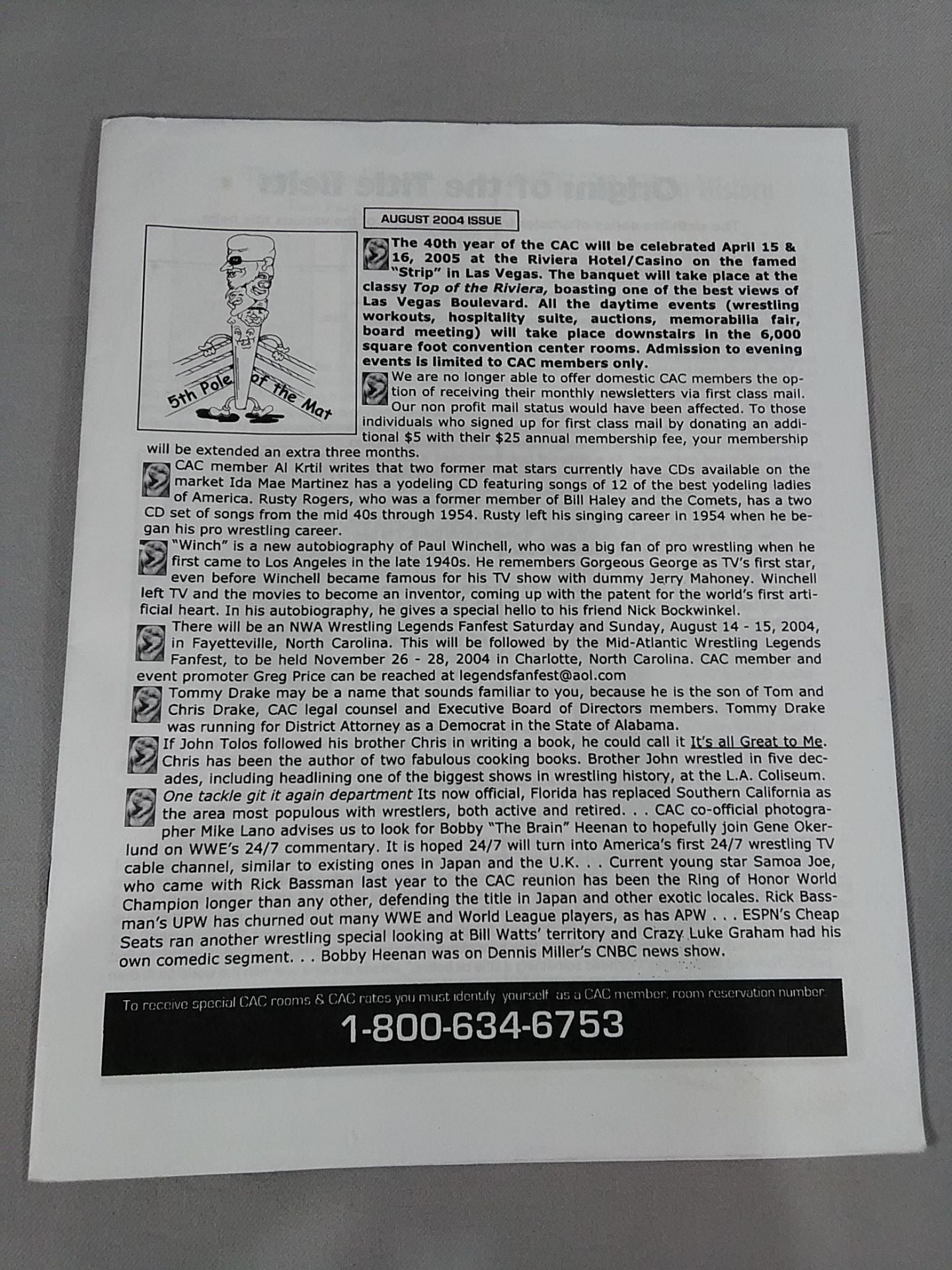 CAULIFLOWER ALLEY CLUB AUGUST 2004 Issue