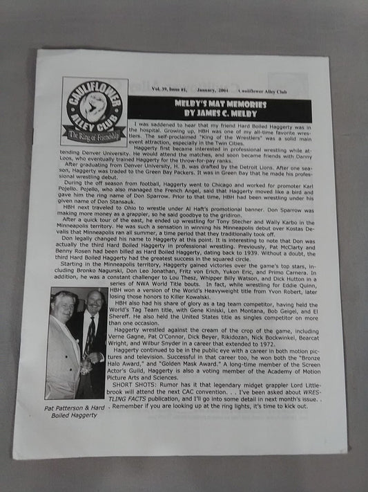 CAULIFLOWER ALLEY CLUB Vol.39 Issue#1